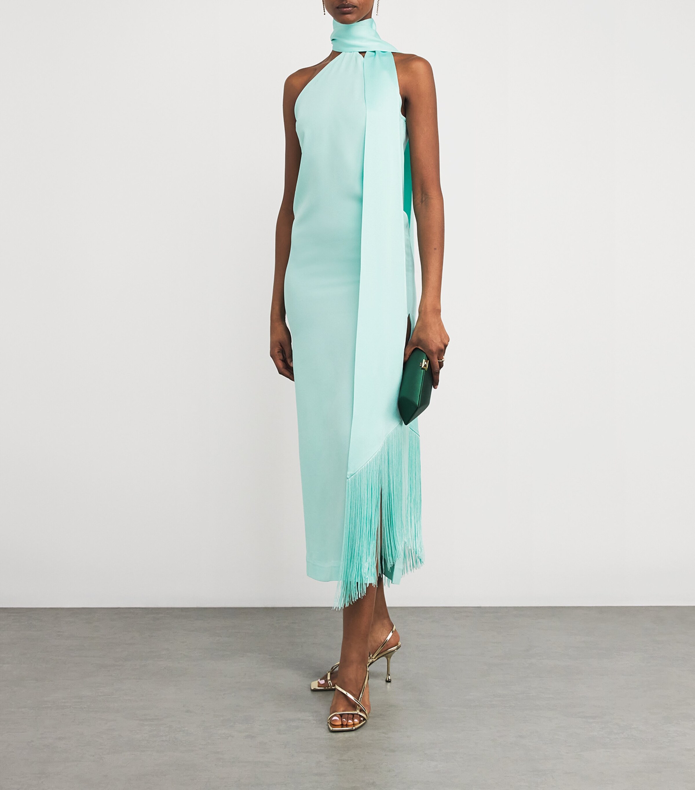 Taller Marmo Blue Fringe-Trim Kempner Maxi Dress | Harrods UK