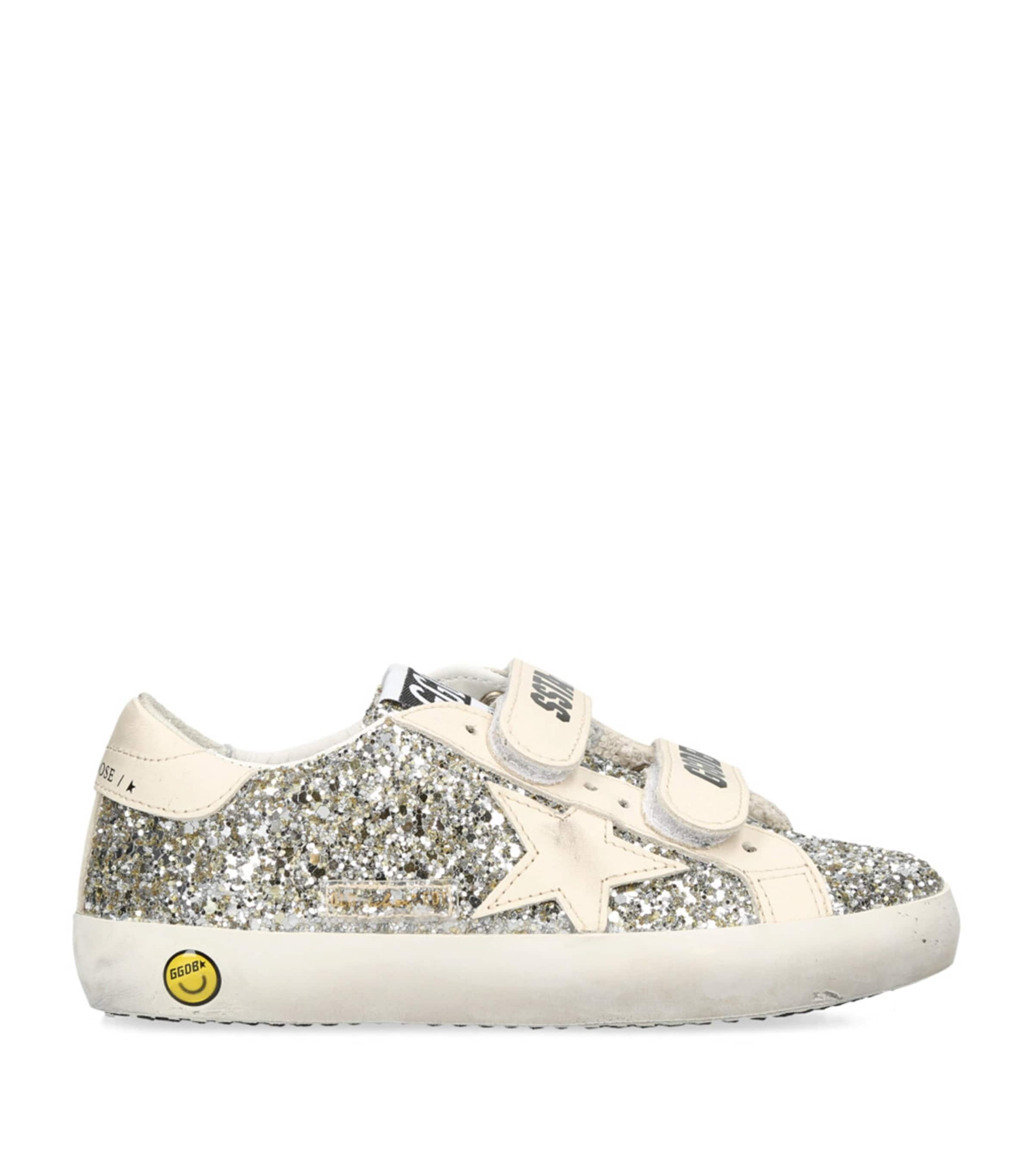 Golden Goose Old School Sneaker In Platinum/cream Glitter In Gold