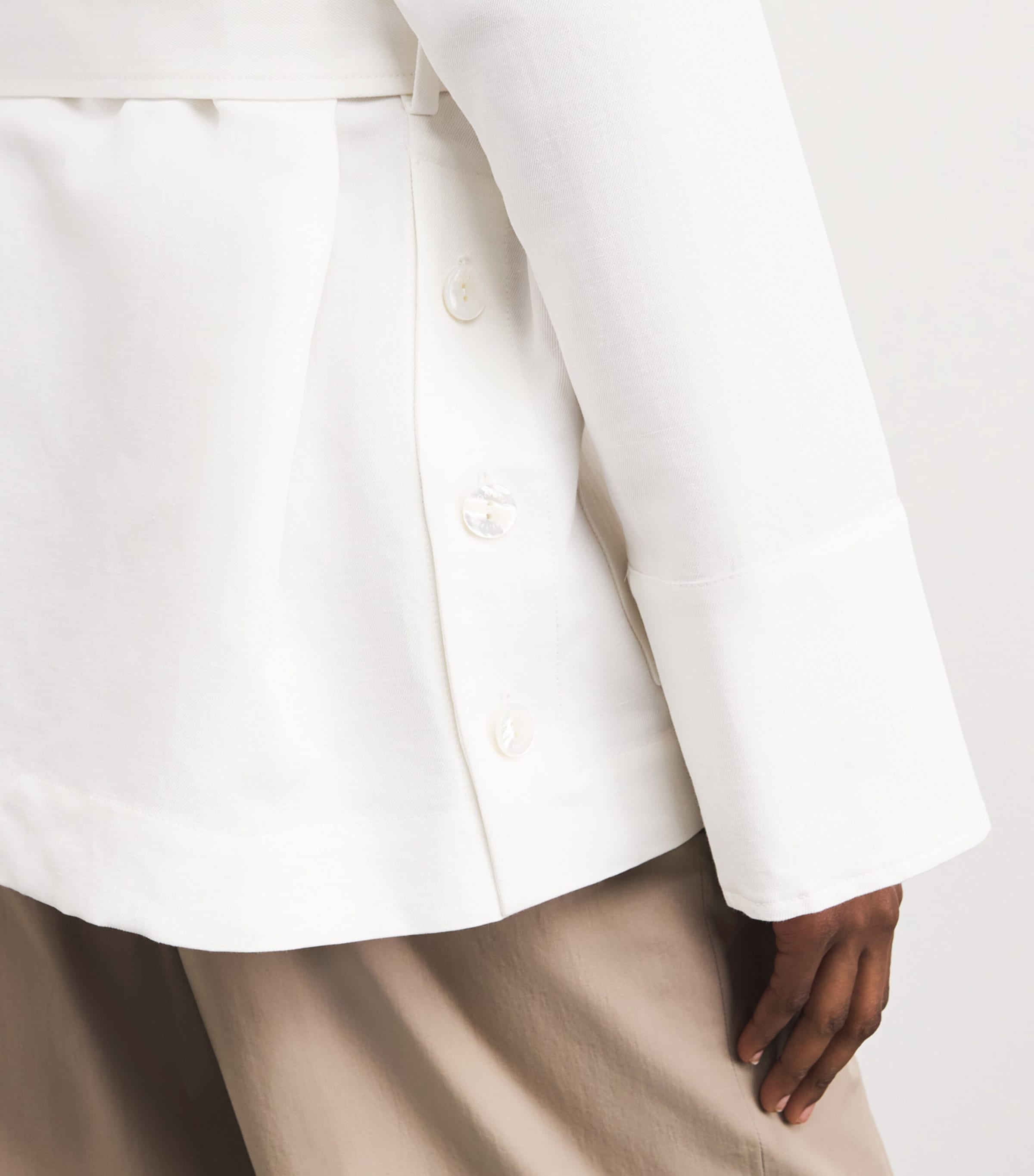 Agnona Womens Cotton-Linen-Silk Belted Field Jacket White Image 3