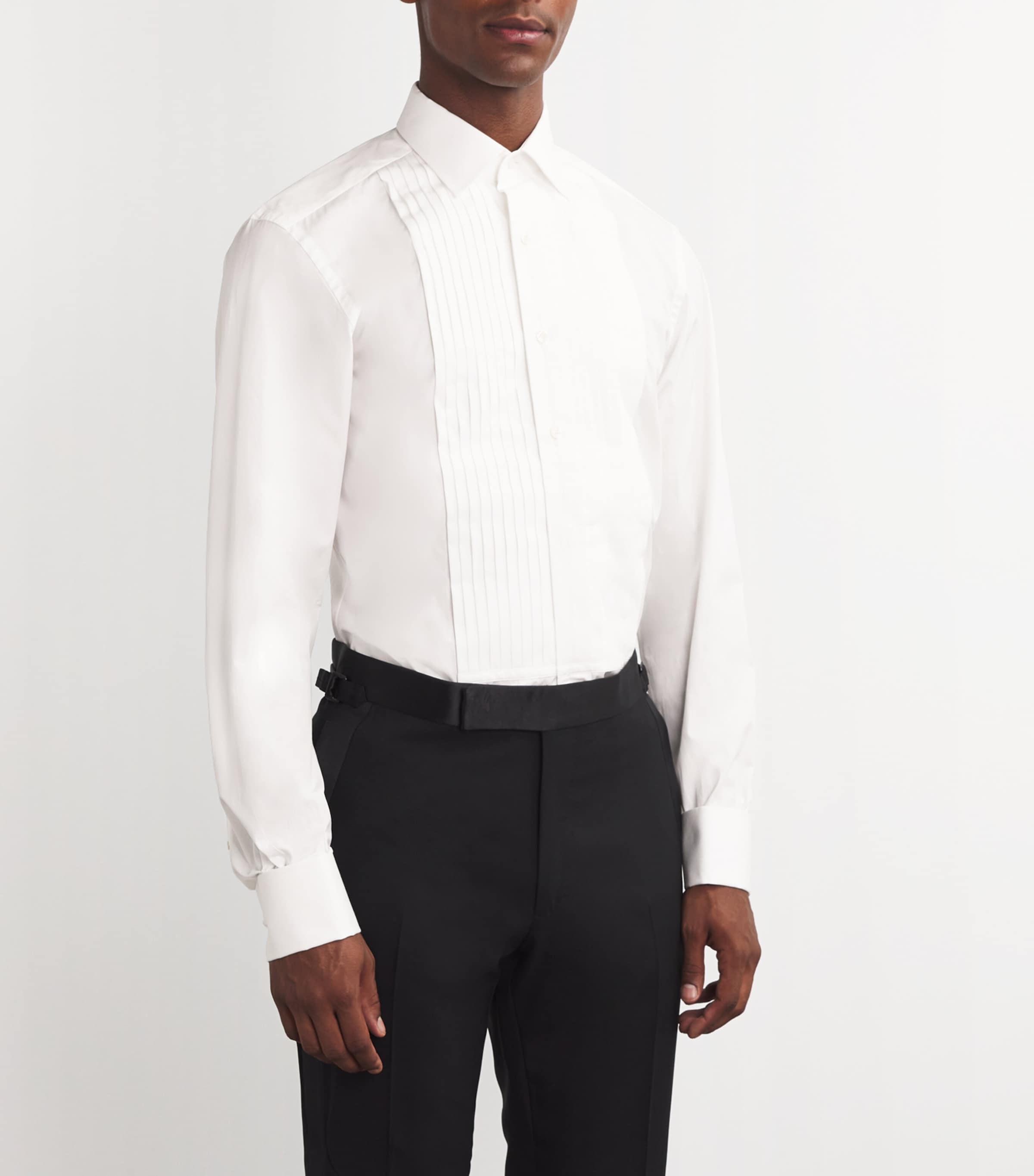 Cotton Pleated-Front Evening Shirt AW001 Image 3
