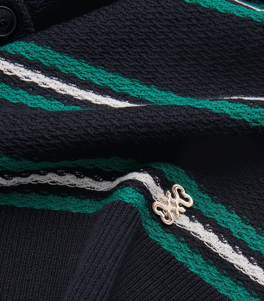 Striped Cropped Polo Sweater NAVY BLUE Image 5