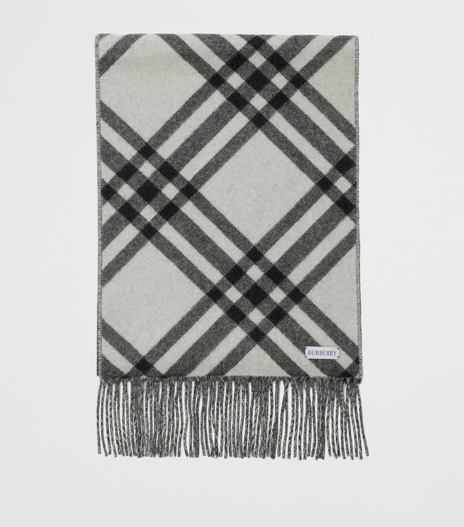 Cashmere Check Scarf BLACK Image 3