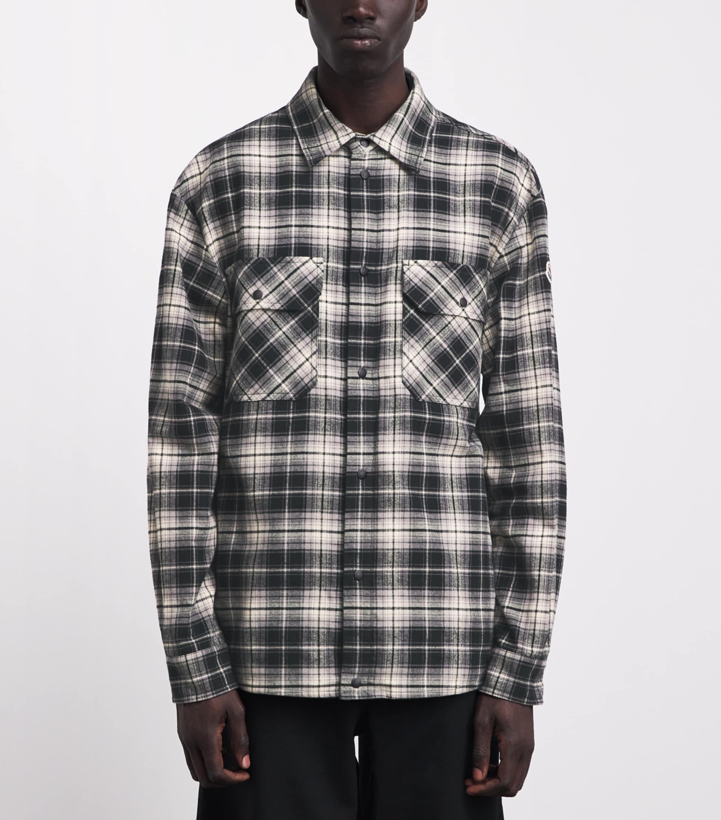 Moncler Mens Cotton Check Zip-Up Shirt Image 4