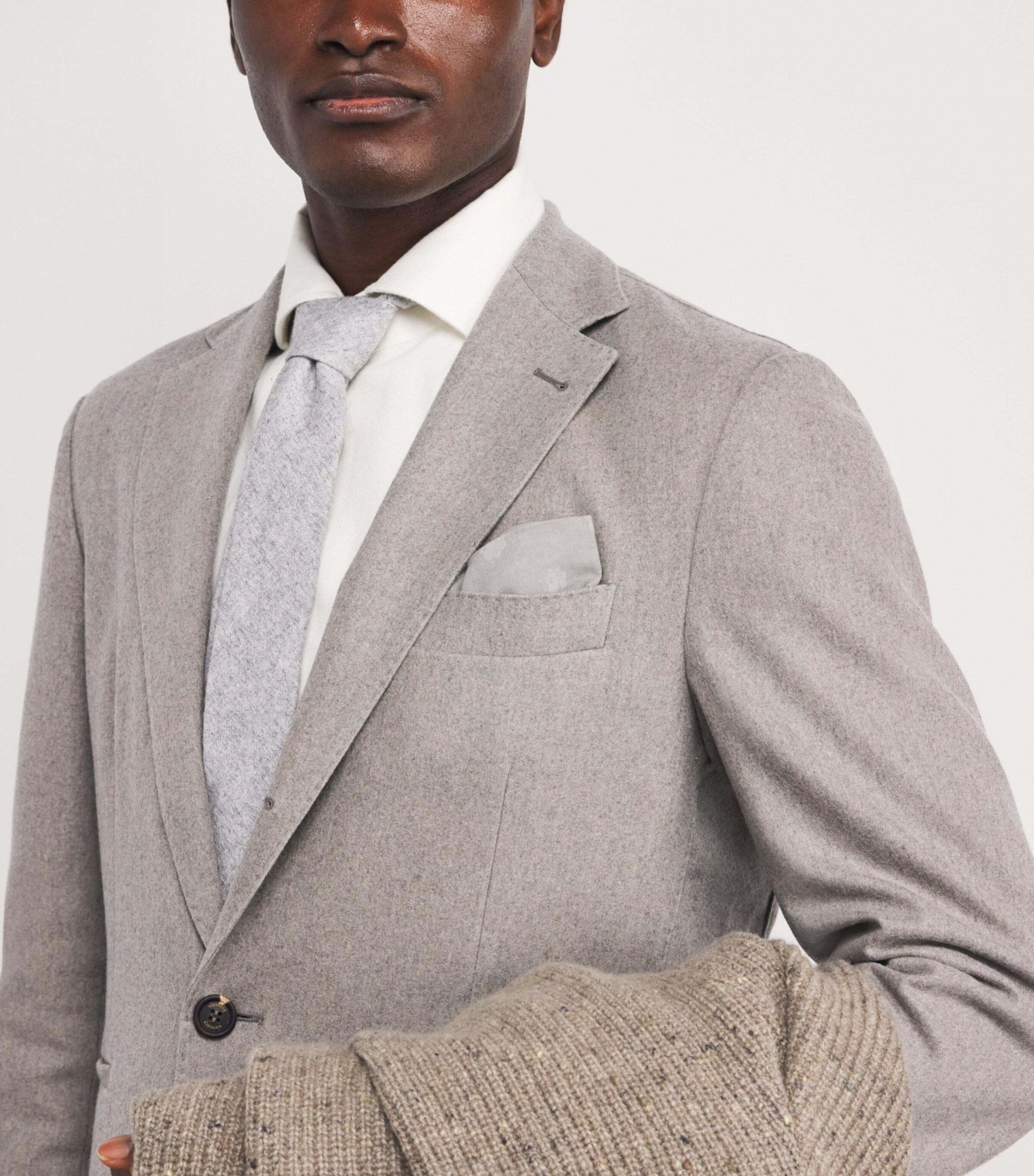 Eleventy Cotton-Wool Printed Pocket Square Military Green Image 2