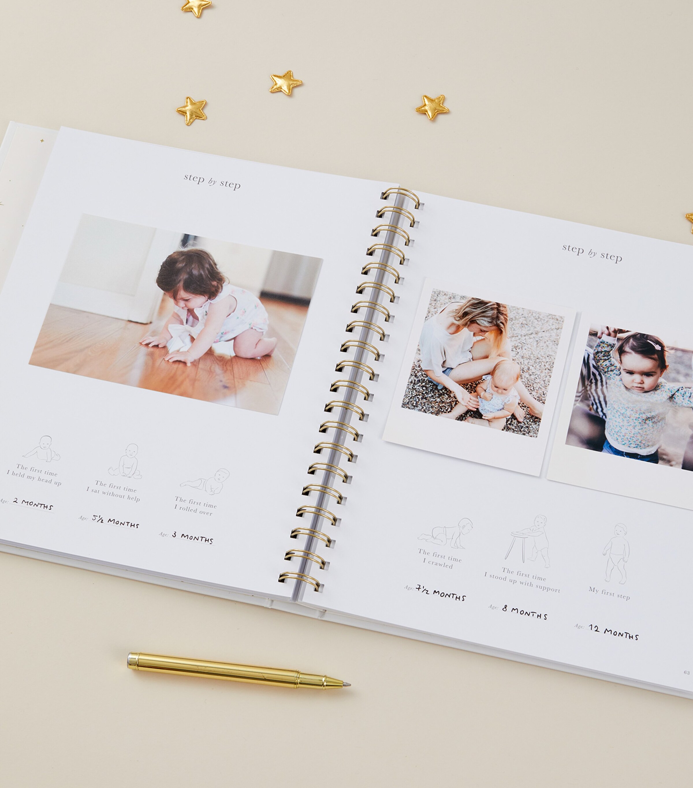 Blush and Gold Safari Baby Memory Book Ivory/beige, Gold Image 15