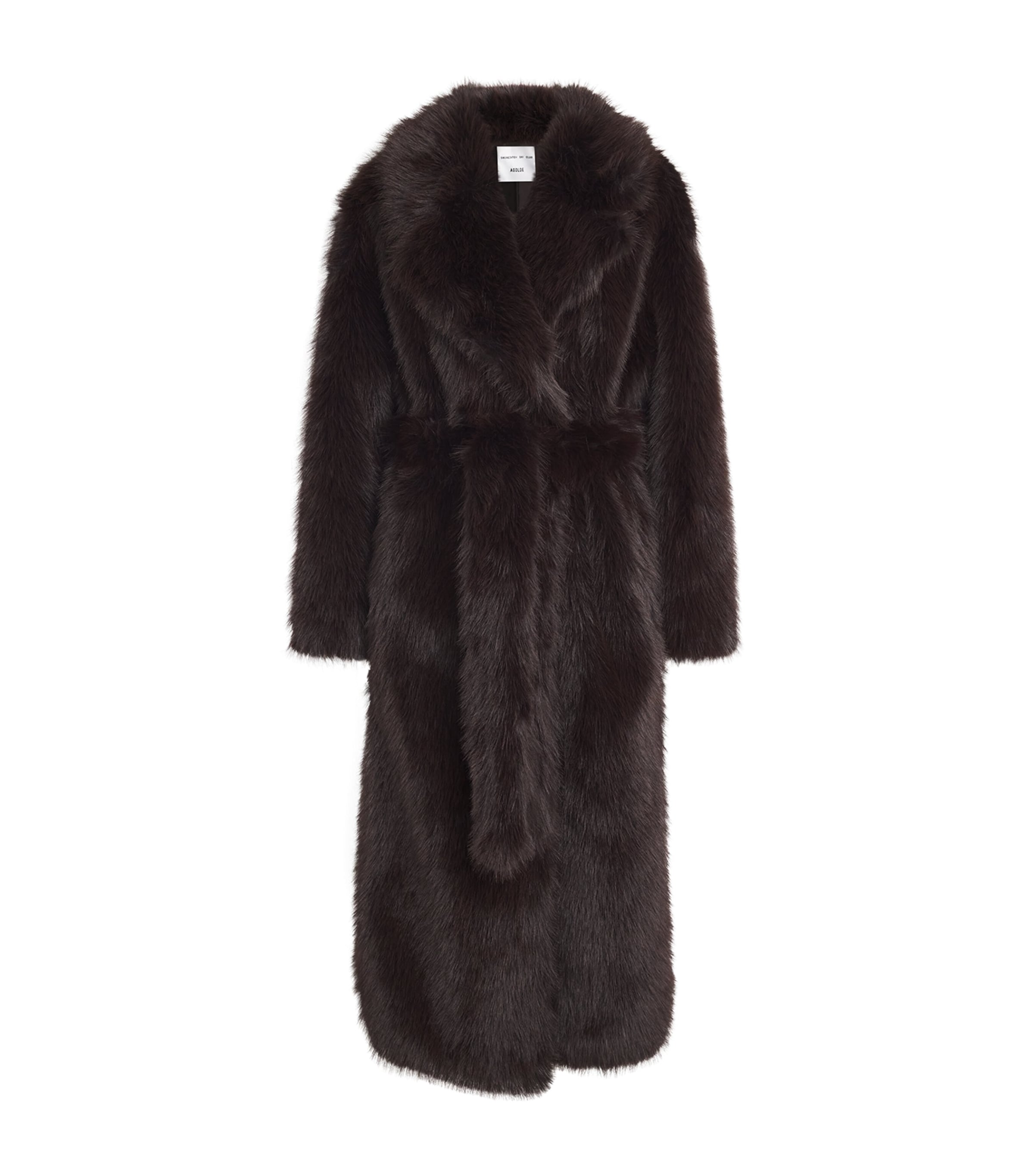 Agolde X Shoreditch Ski Club Faux Shearling Ebony Coat In Brown