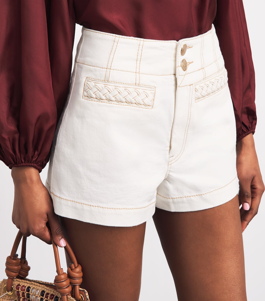 Zimmermann Womens Roselight Denim Shorts Vintage Cream Image 3