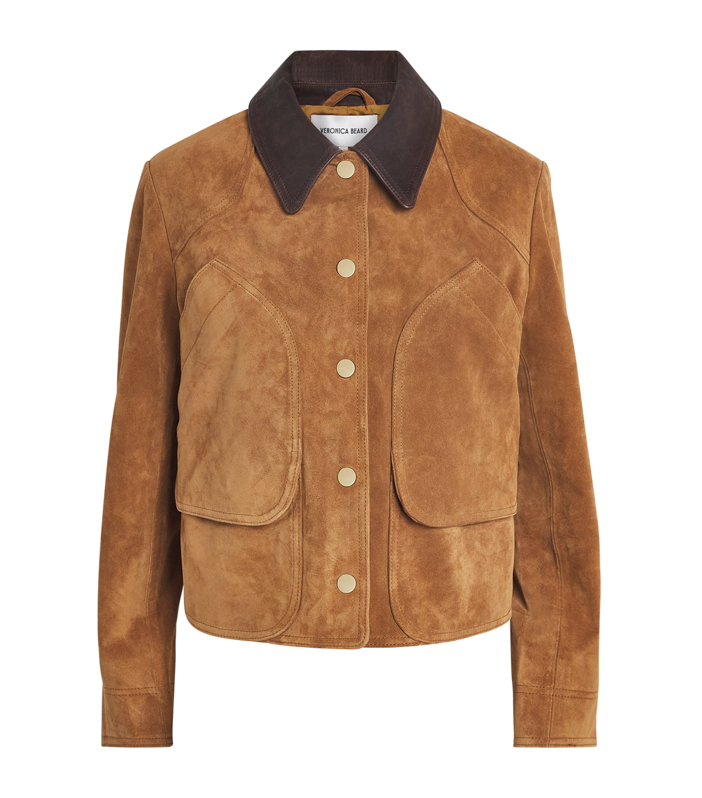 Veronica Beard Walters Leather Cropped Barn Jacket Whisky In Brown