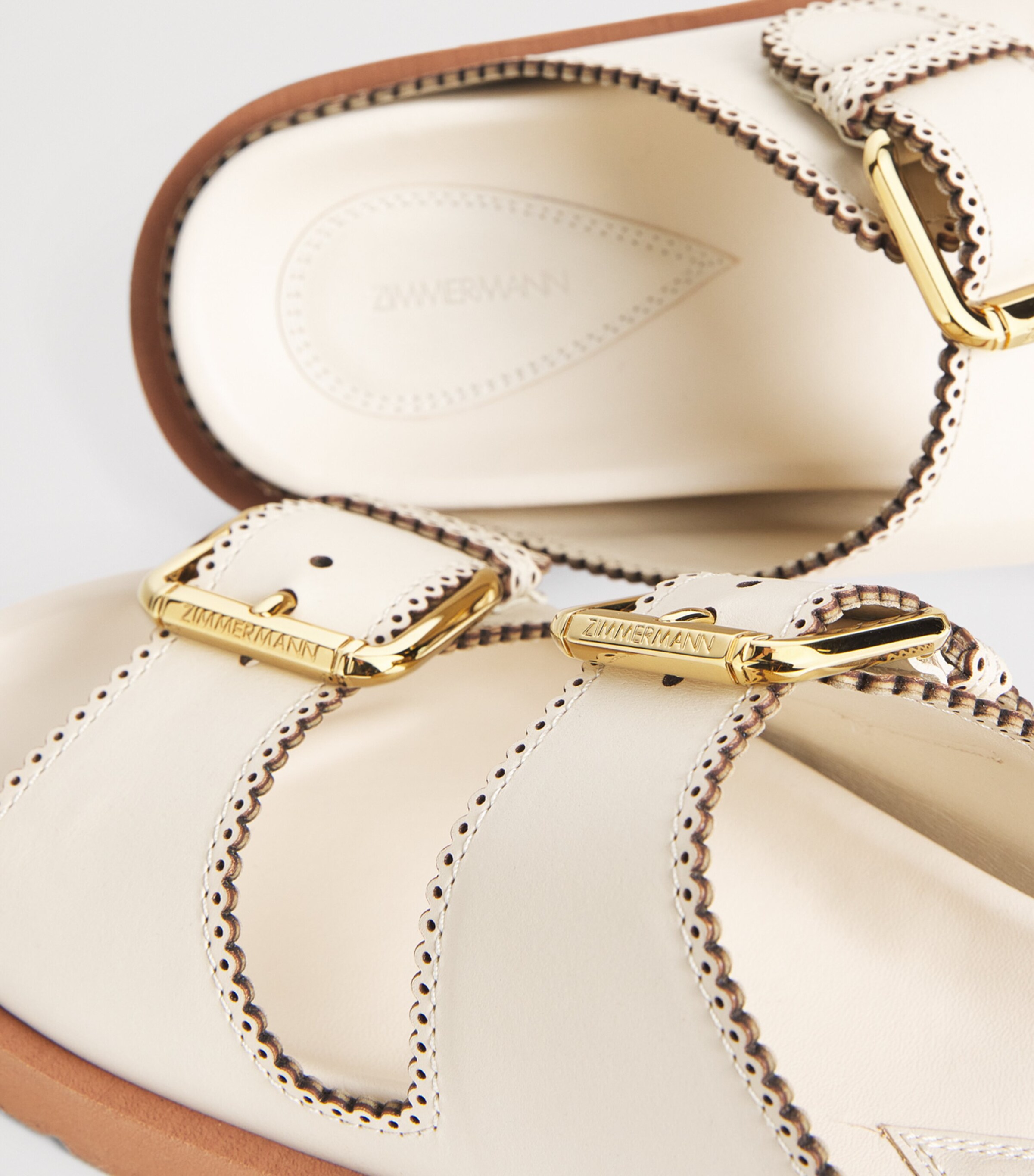 Leather Goldie Buckle Sandals MACA/MACADAMIA Image 7