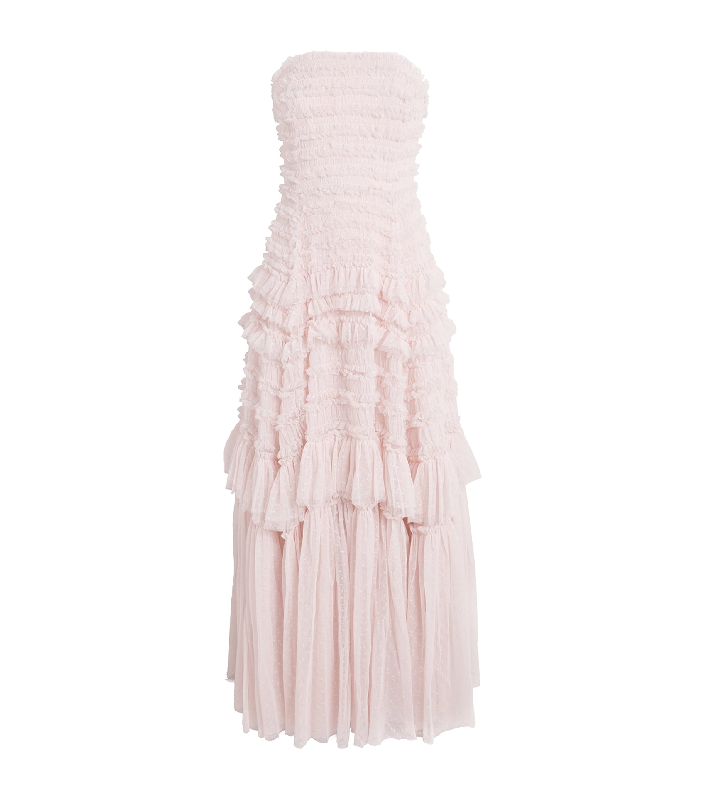 Needle & Thread Womens Ruffle Strapless  Valentine Maxi Dress Shell Image 1