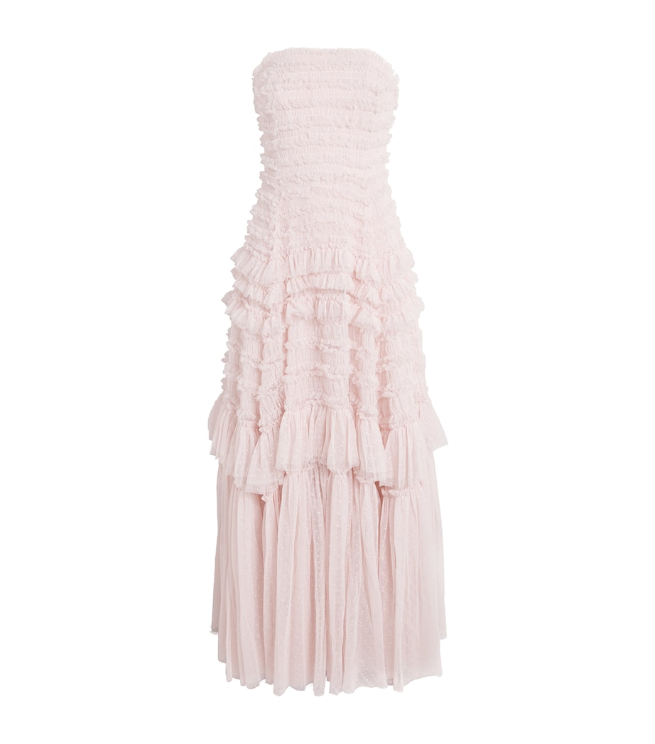 Needle & Thread Womens Ruffle Strapless Valentine Maxi Dress Shell Image 1