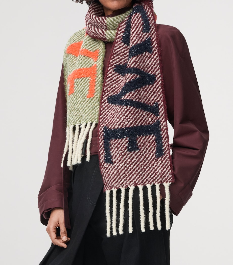 Alpaca-Wool-Blend Logo Scarf NAVY ORANGE Image 2