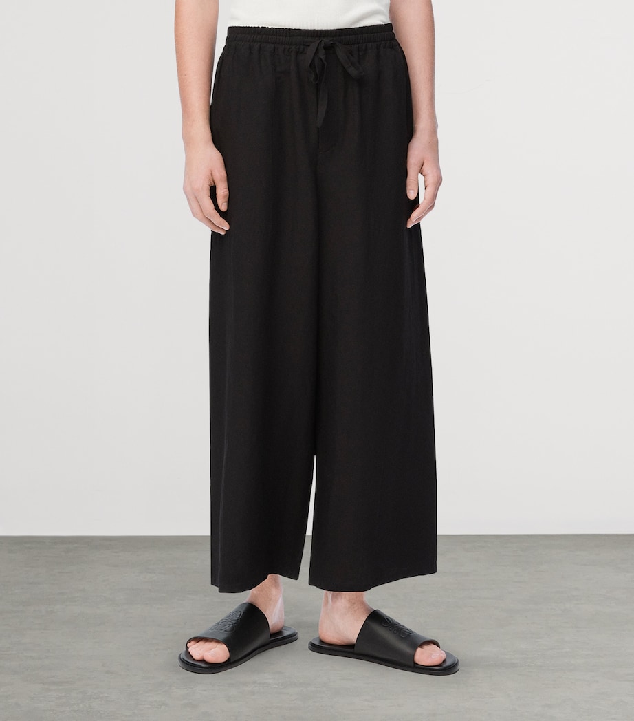LOEWE Mens x Paula's Ibiza Cropped Wide-Leg Trousers Black Image 3