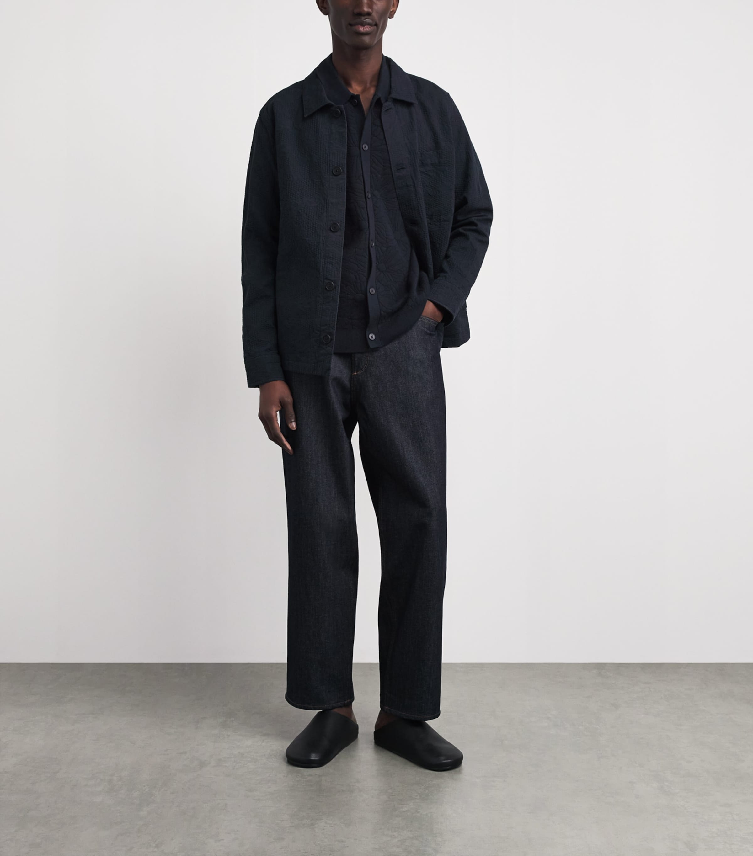 Wax London Mens Cotton-Blend Tellaro Shirt Navy / Black Image 2