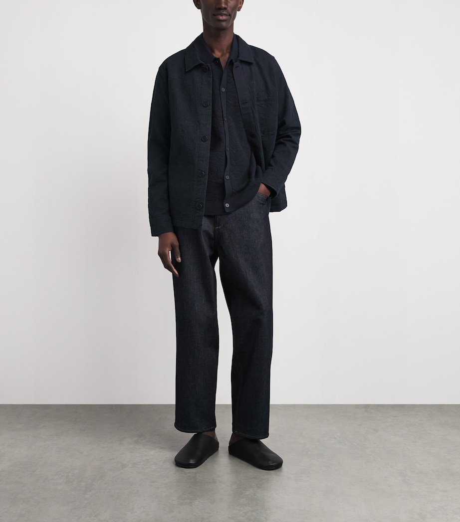 Wax London Mens Cotton-Blend Tellaro Shirt Navy / Black Image 2