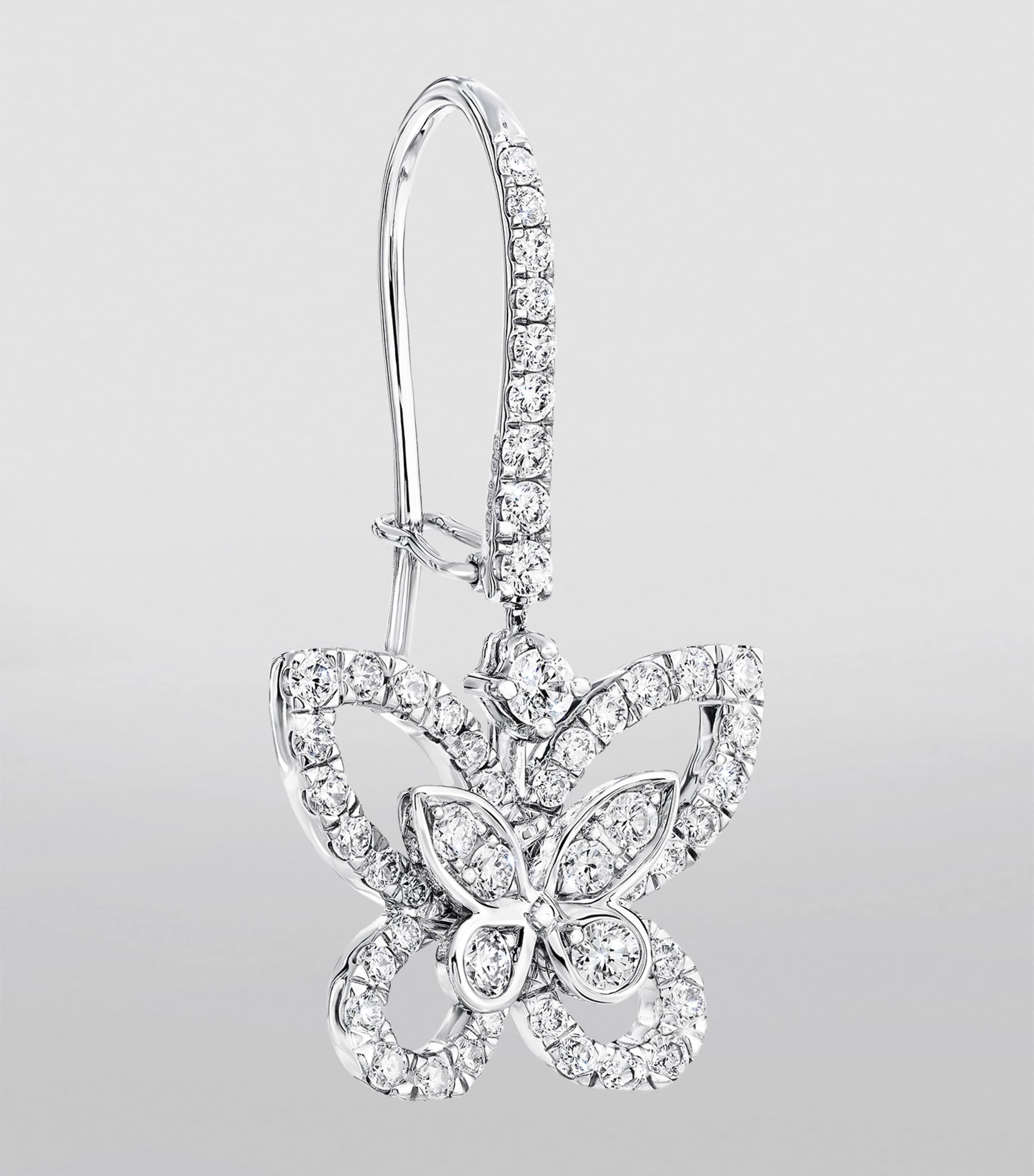 White Gold and Diamond Butterfly Drop Earrings WHITE GOLD Image 4