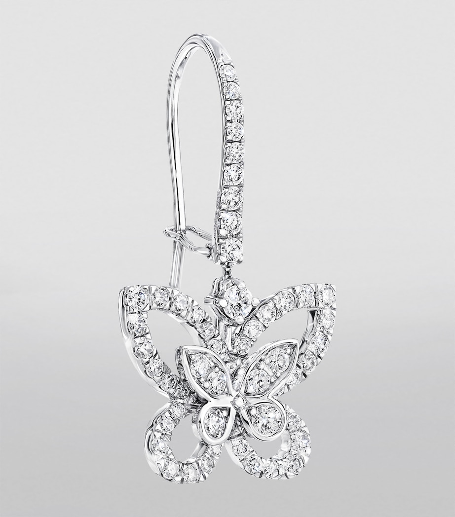 White Gold and Diamond Butterfly Drop Earrings WHITE GOLD Image 4