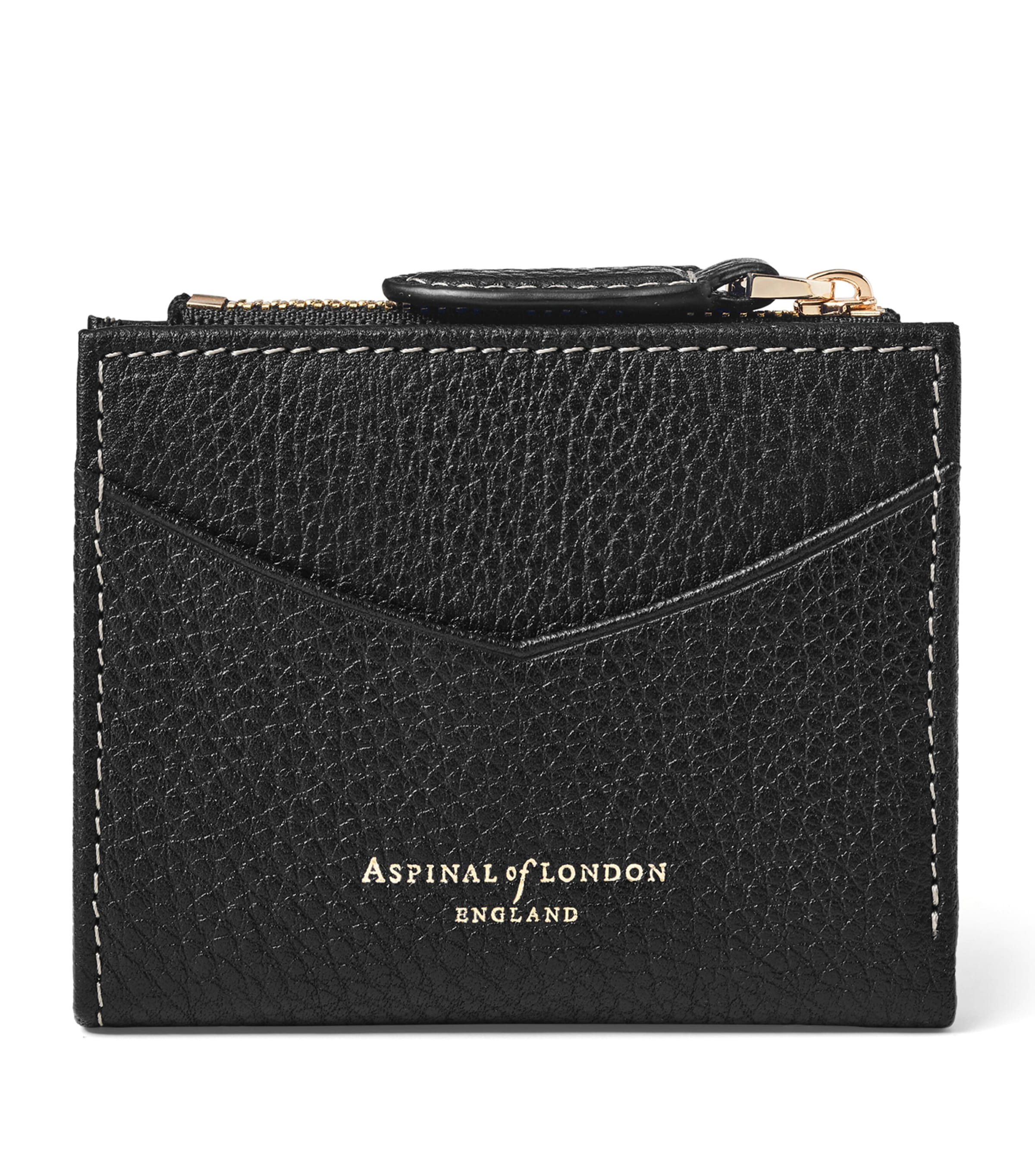 Aspinal Of London Leather Hudson Coin and Card Holder Black Image 1