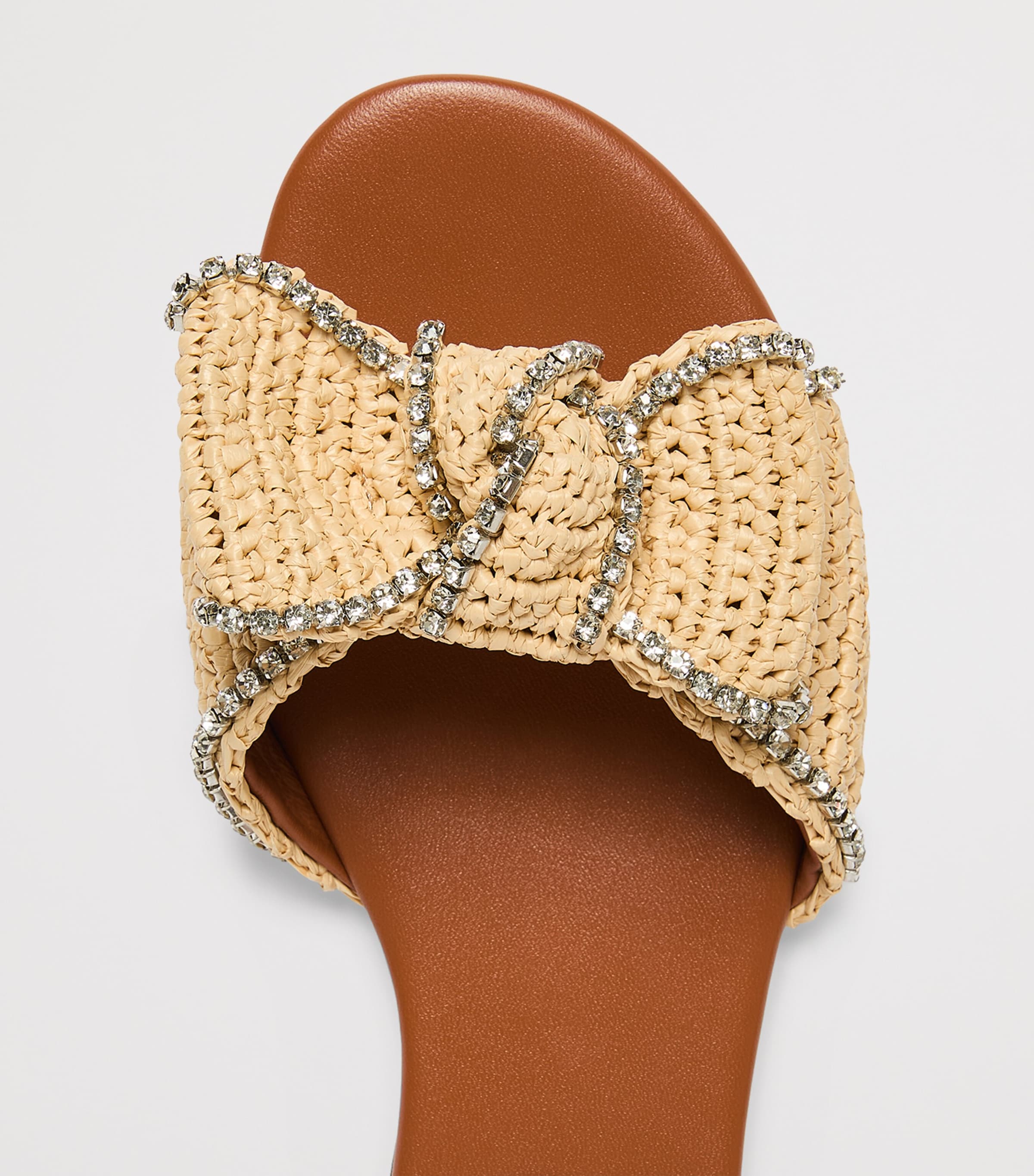Marina Rinaldi Embellished Bow-Detail Slides Tobacco Image 5