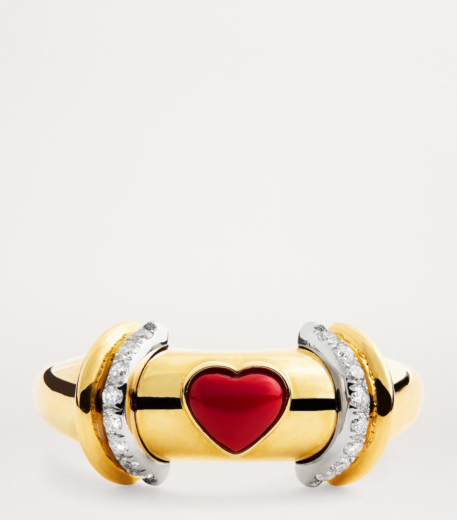 Yellow Gold, Diamond and Coral Lot N*91 Ring YELLOW GOLD Image 4