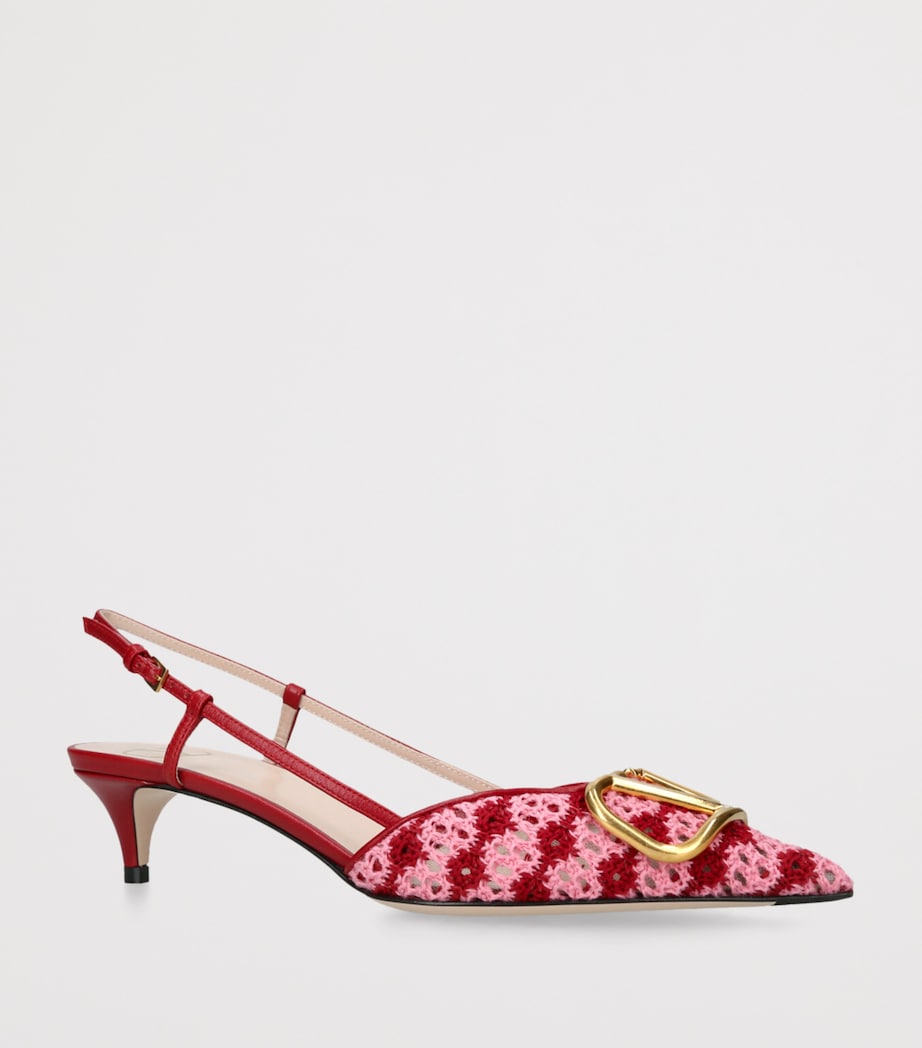 Valentino Garavani Crochet VLogo Signature Slingback Pumps 40 Pink Comb Image 3