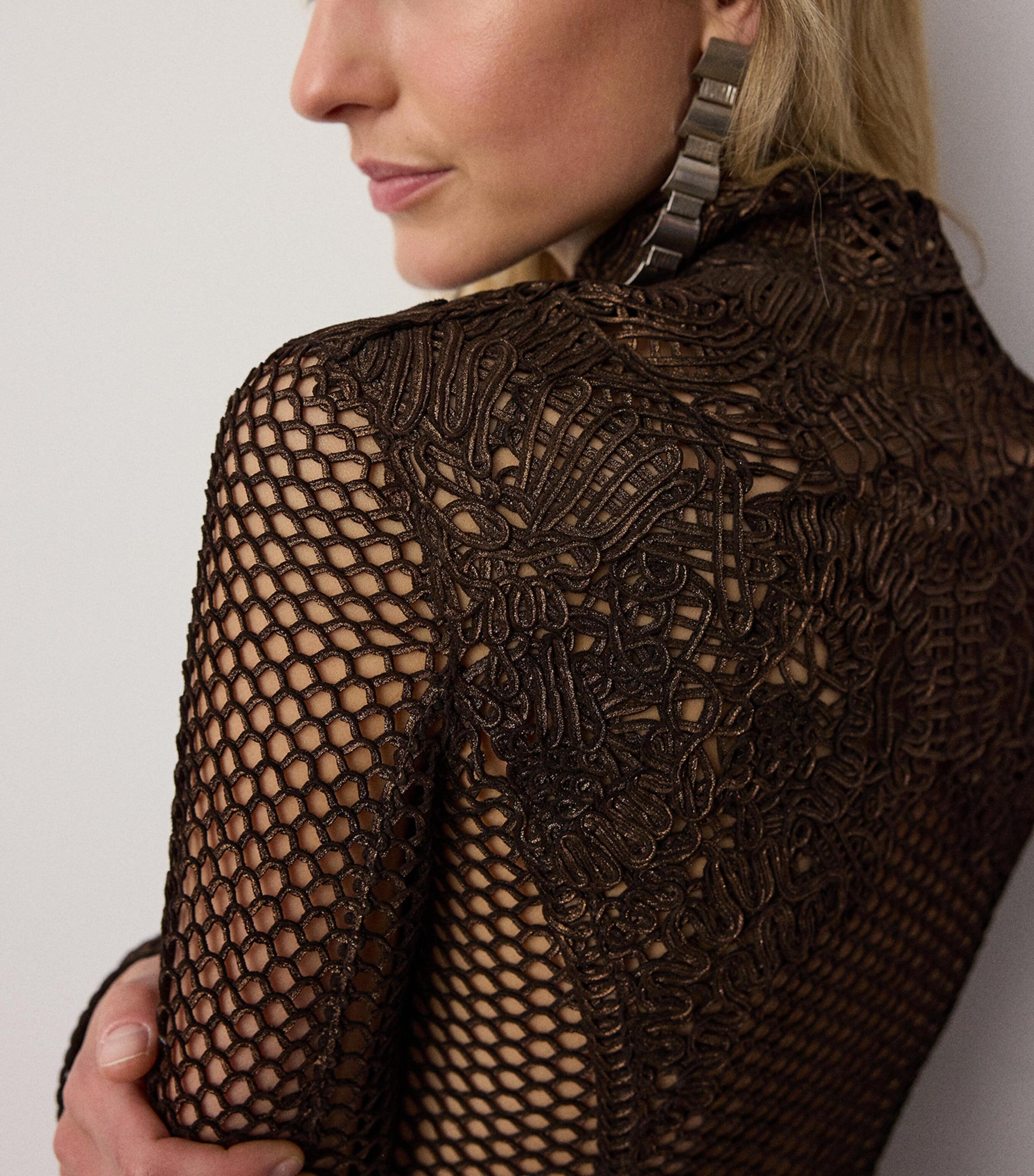 Ralph Lauren Collection Womens Foiled-Suede Wes Jacket Bronze Image 4
