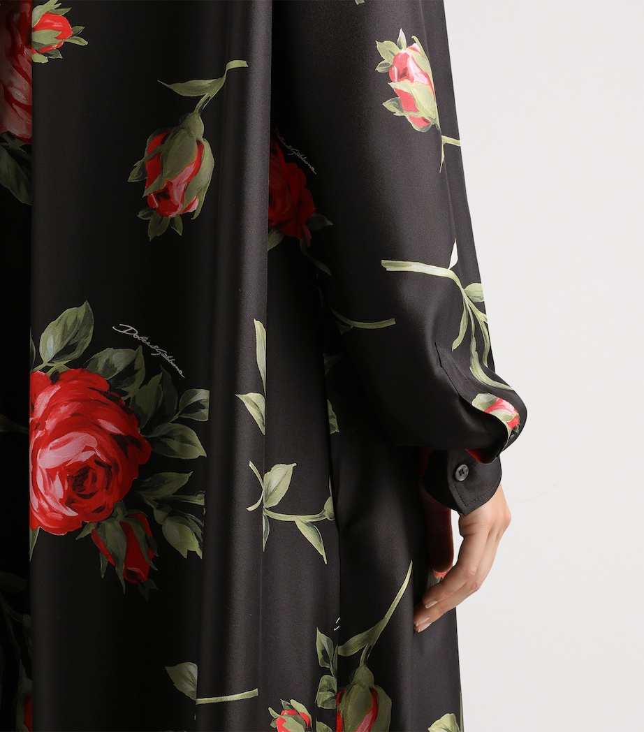 Dolce&Gabbana Womens Silk Floral Print Maxi Shirt Dress Bouq Image 5