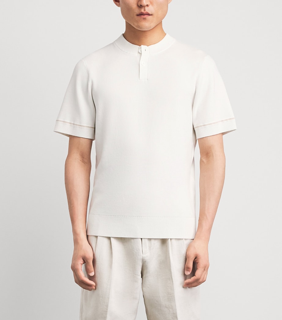 CHÉ Mens Casimir Henley Polo Shirt White Image 4