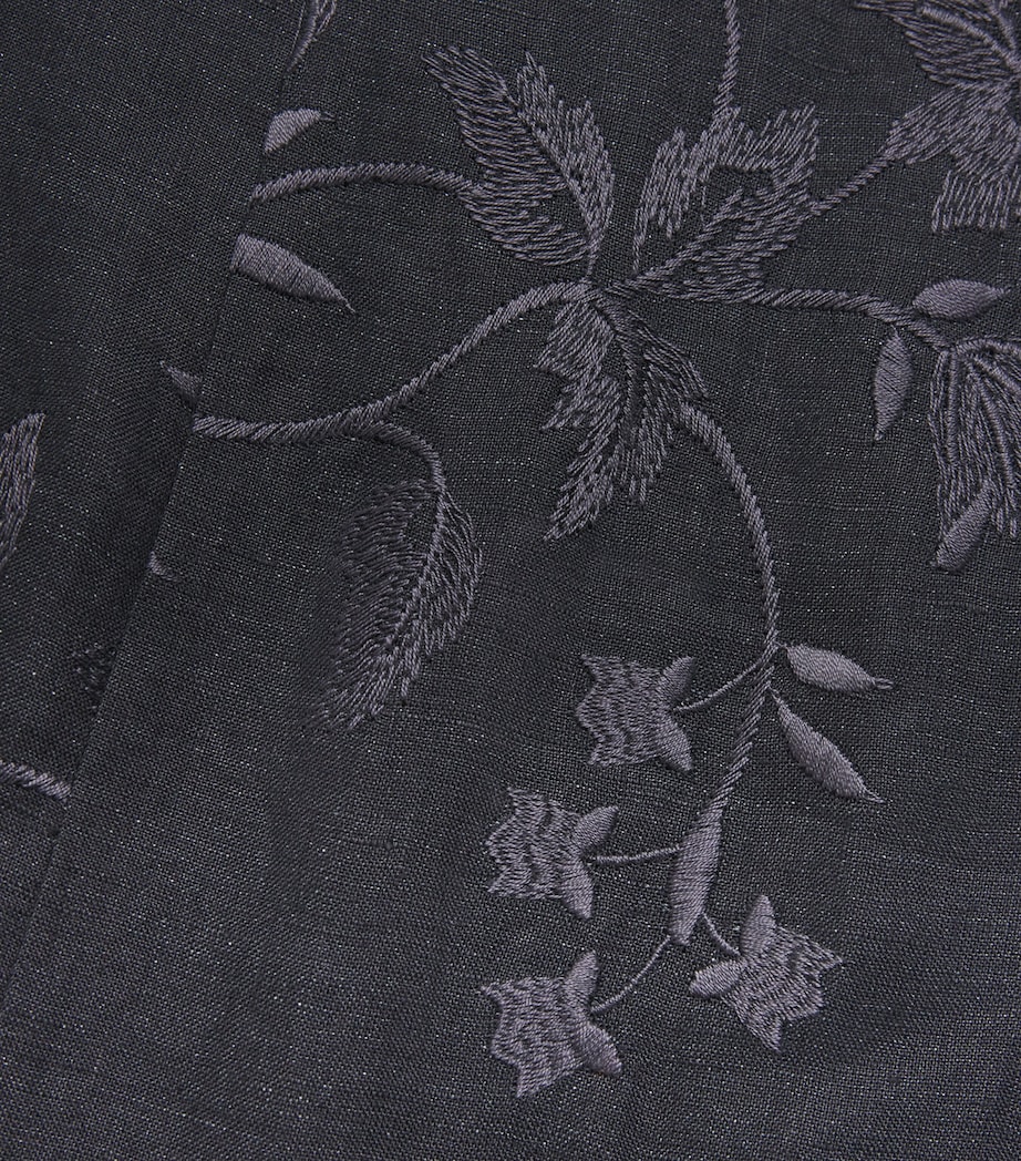 x Harrods Linen Floral-Embroidered Dress NERO Image 4