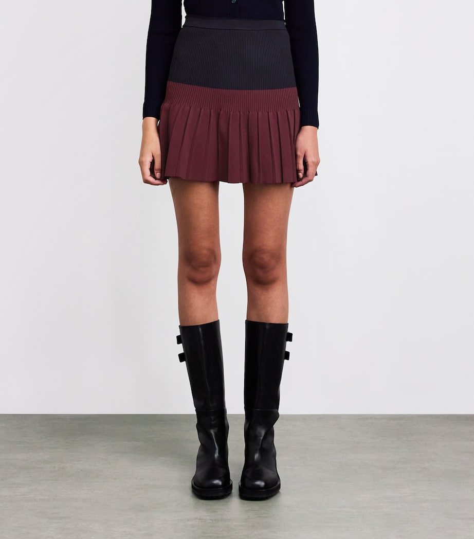 Knitted Pleated Mini Skirt NAVY BLUE Image 3