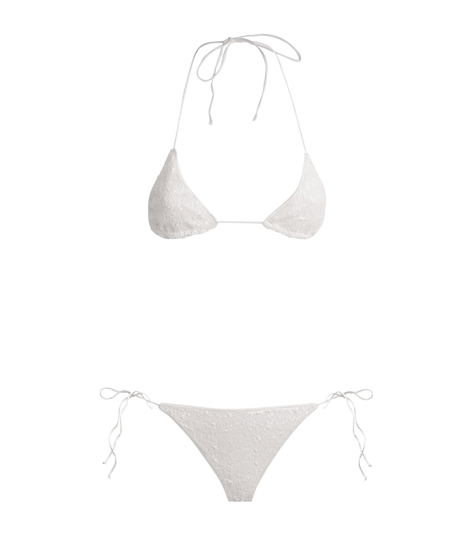 Oséree Womens Sequinned Bikini Pearl Image 1