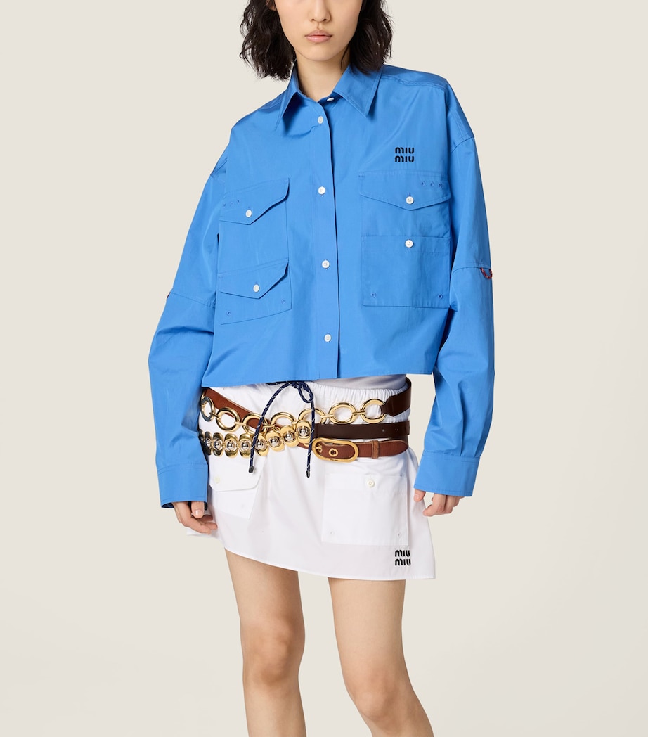 Miu Miu Womens Cotton Poplin Patch Pocket Shirt Image 2