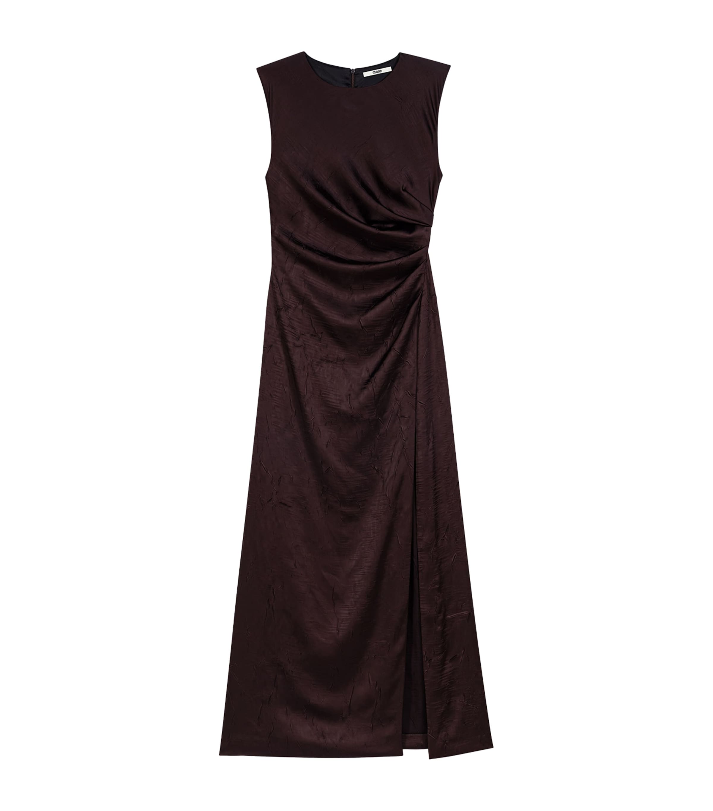 Maje Womens Ruched Sleeveless Midi Dress Brown Image 1