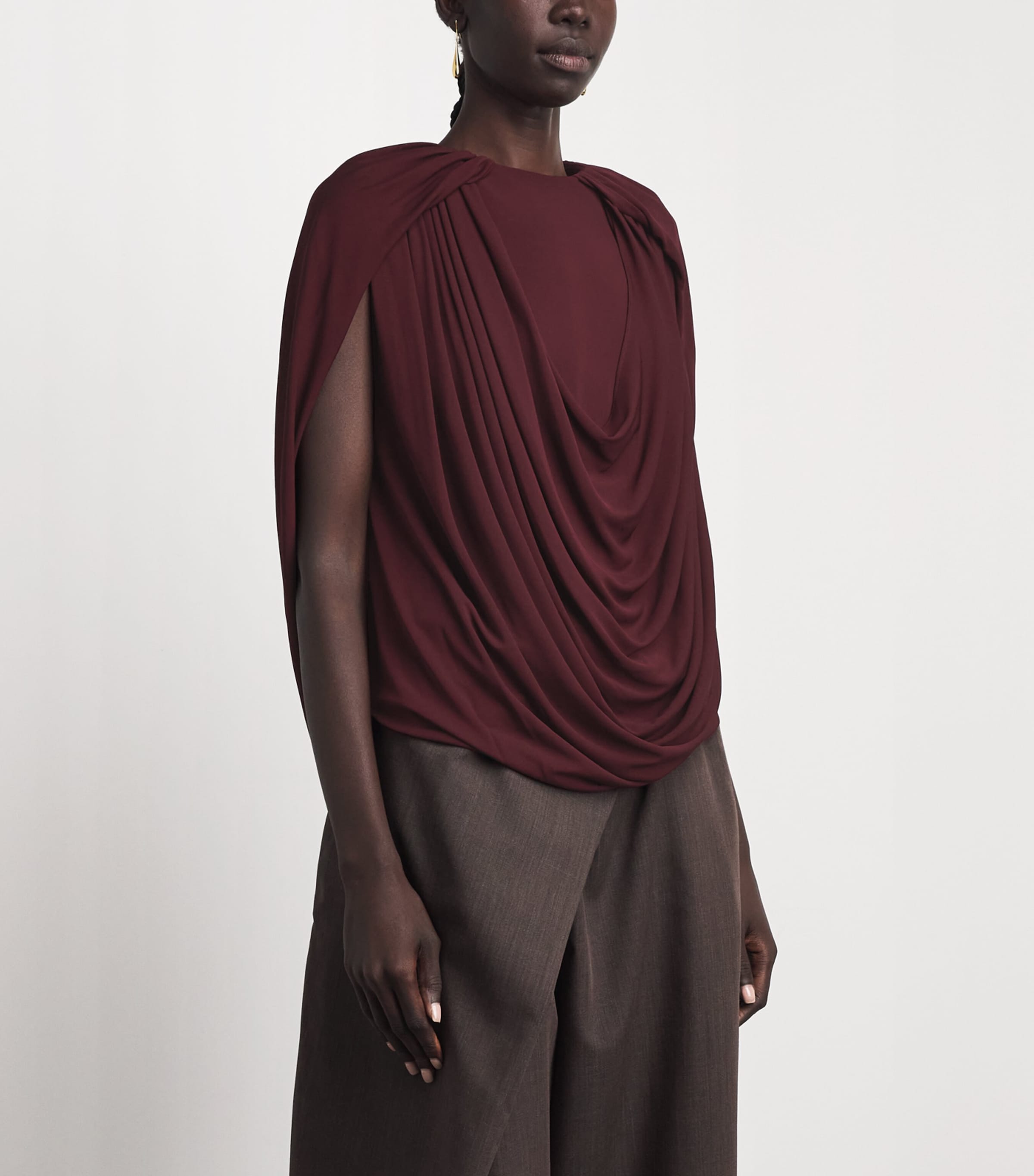 Brandon Maxwell Womens Draped Astor Top Wine Image 4