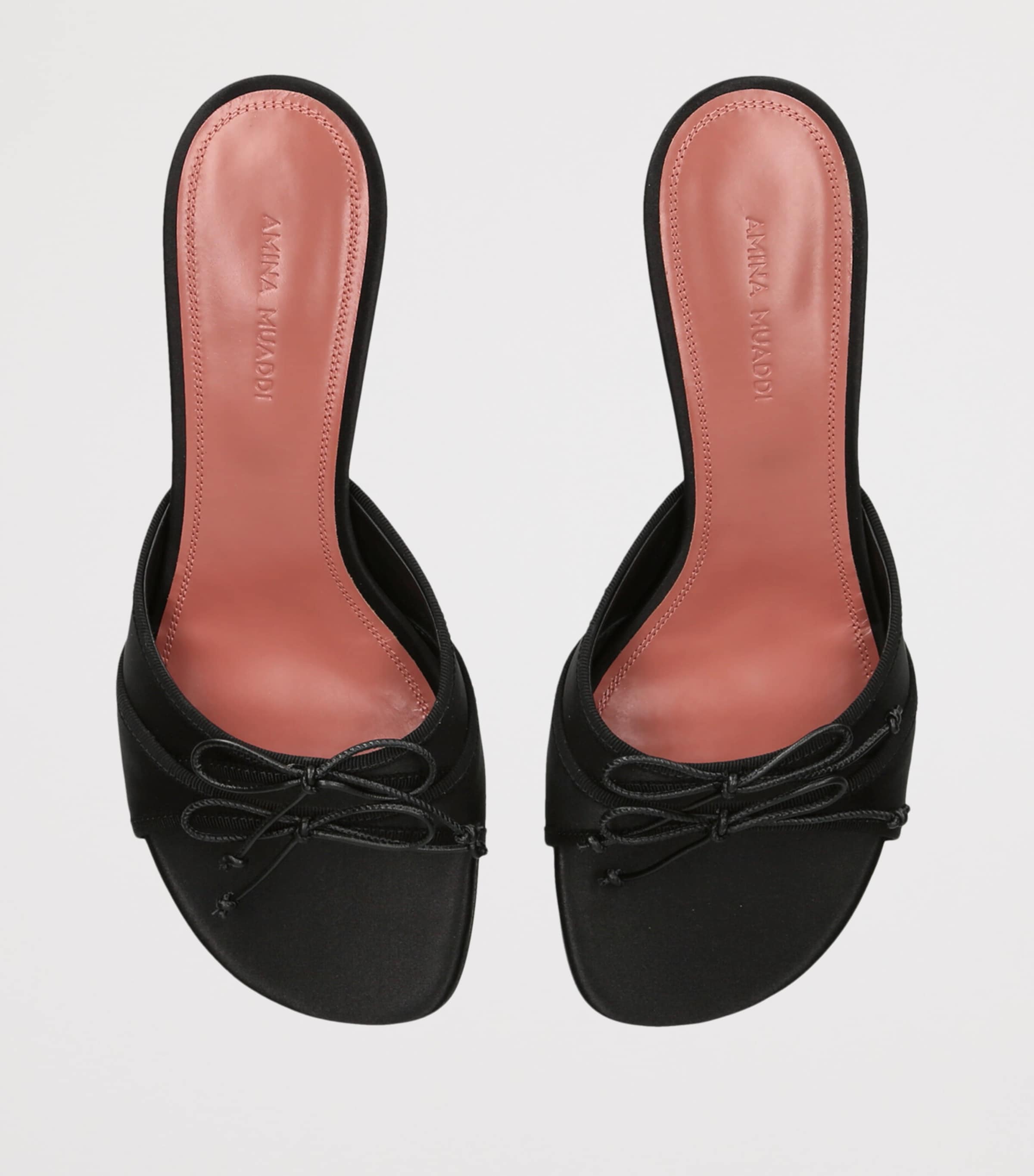 Amina Muaddi Satin Eleanora Heeled Mules 45 Black Image 2