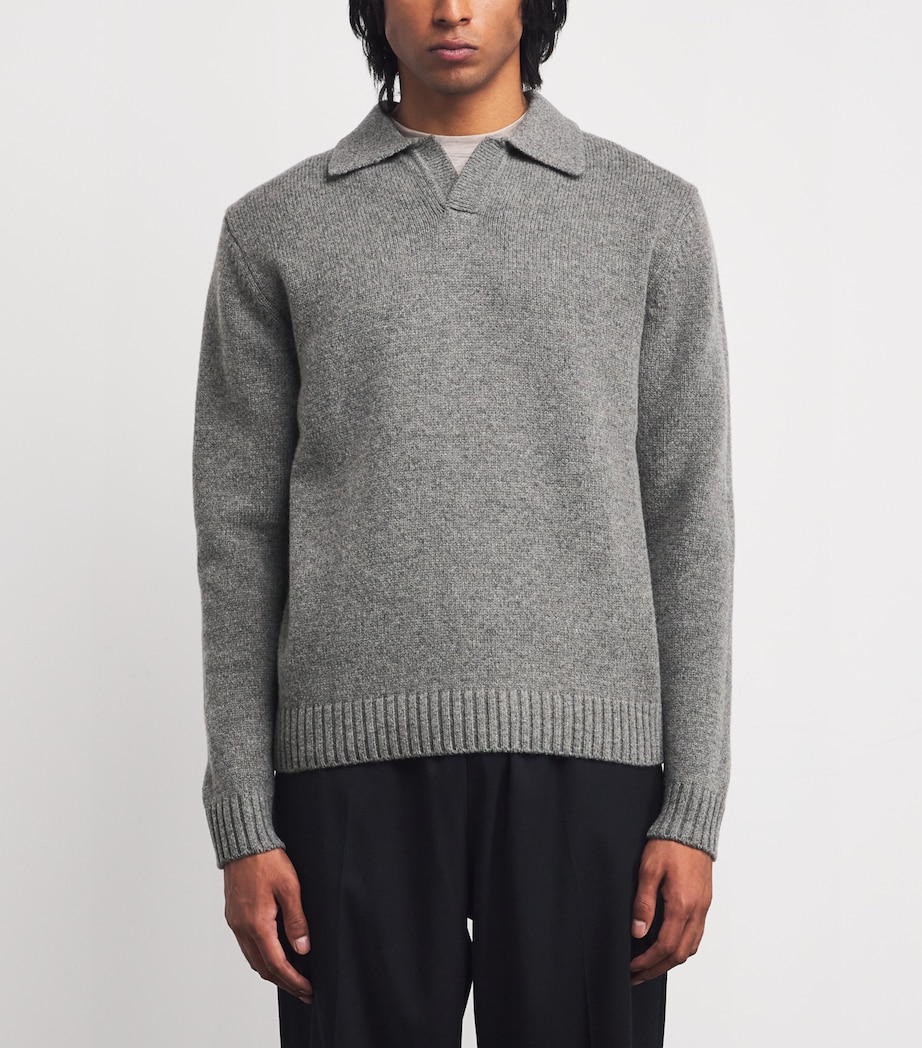 Wool-Blend Open-Collar Sweater 10173 - GRIGIO GREY Image 3