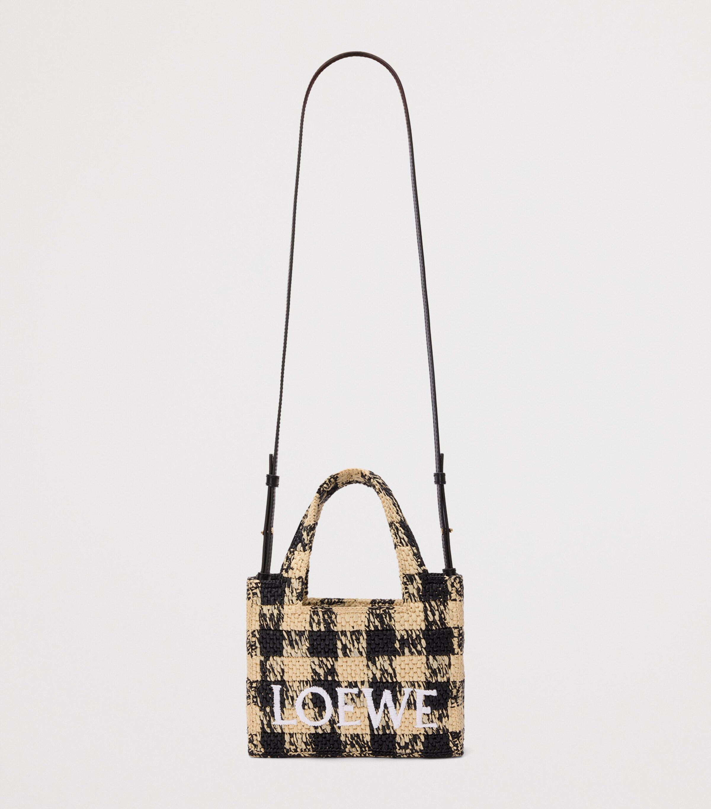 x Paula's Ibiza Mini Raffia Gingham Tote Bag NATURAL/BLACK Image 5