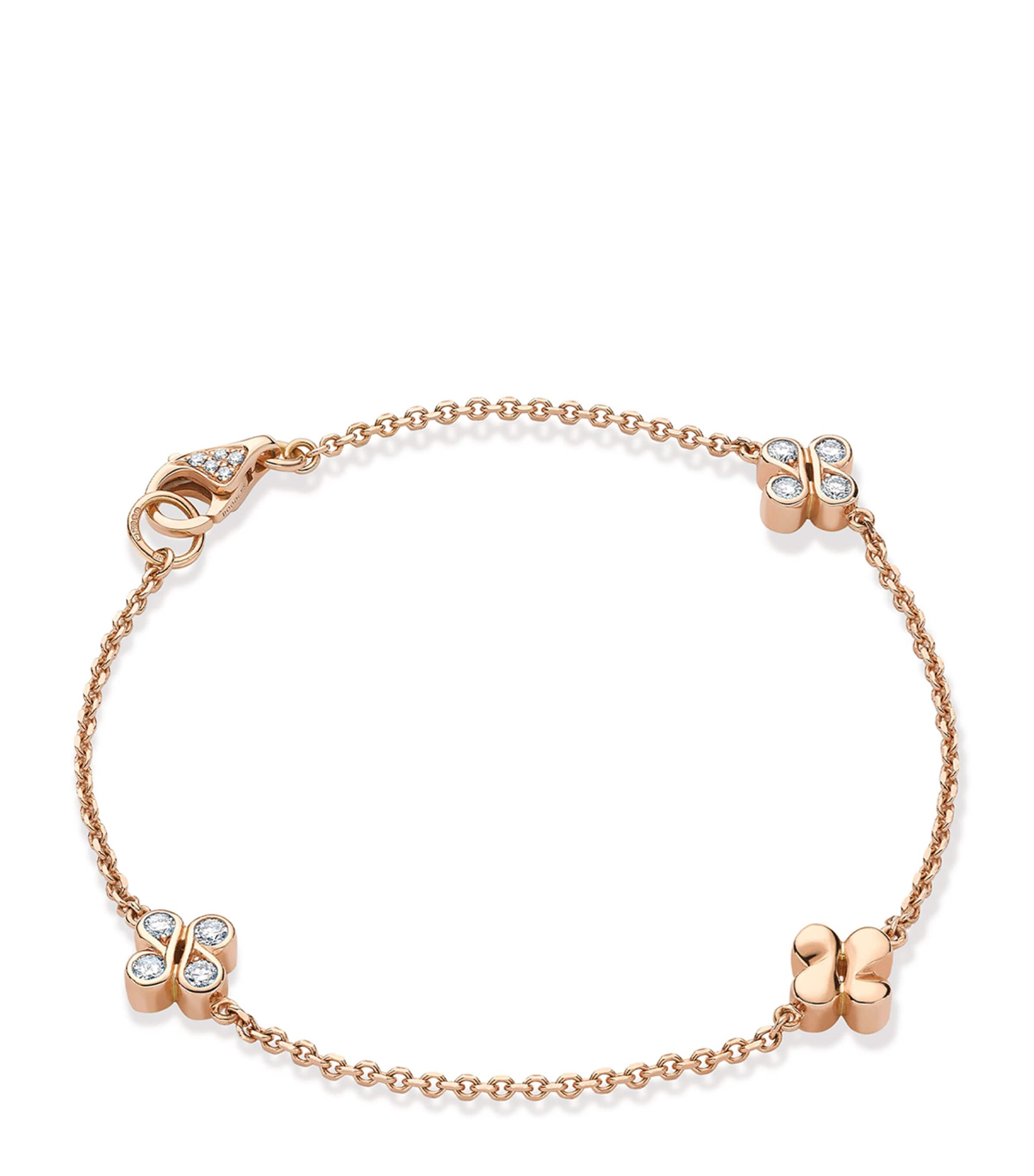 Boodles Rose Gold And Diamond Be  Triple Charm Bracelet