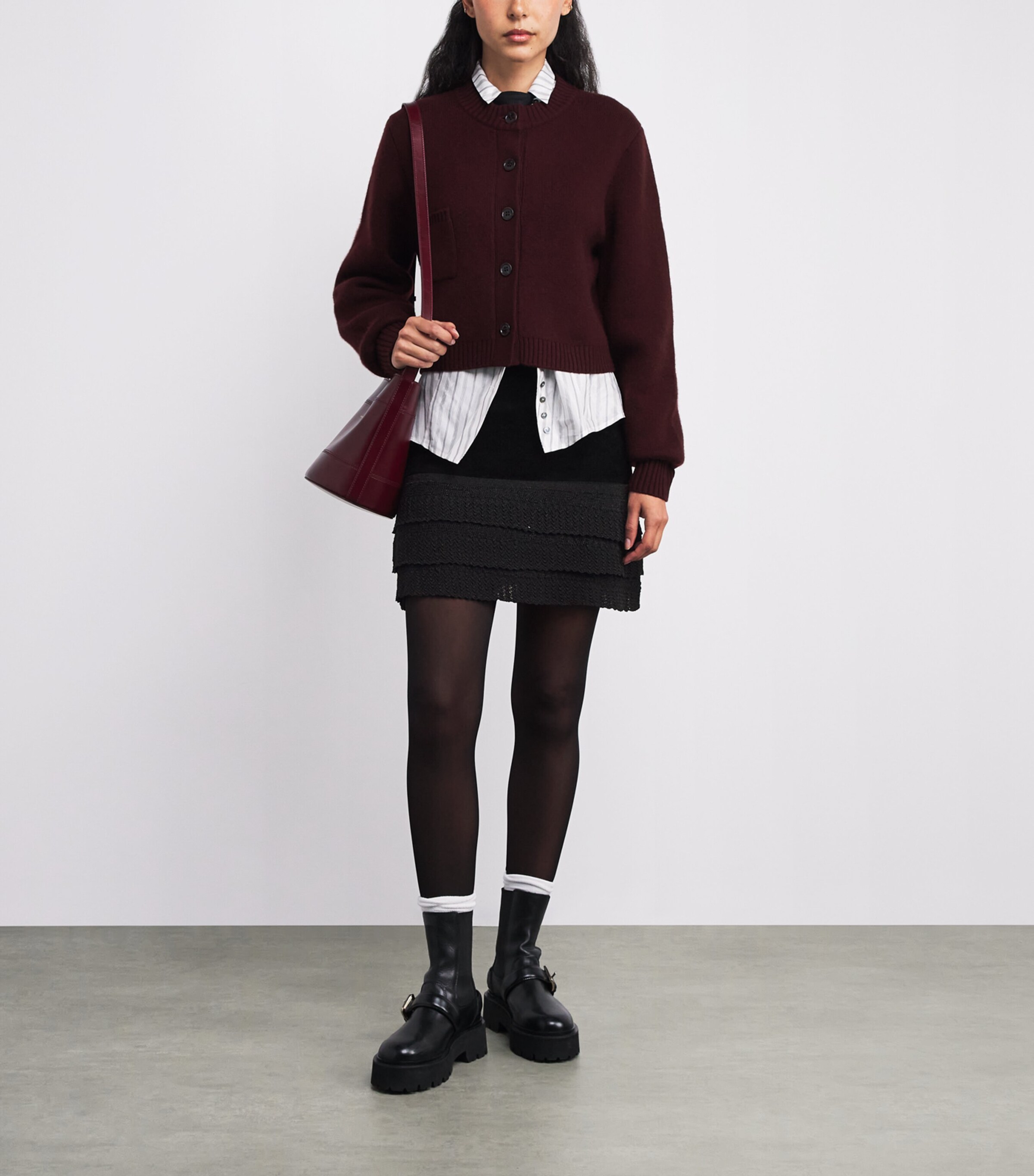 Velvet-Effect Mini Skirt BLACK Image 2