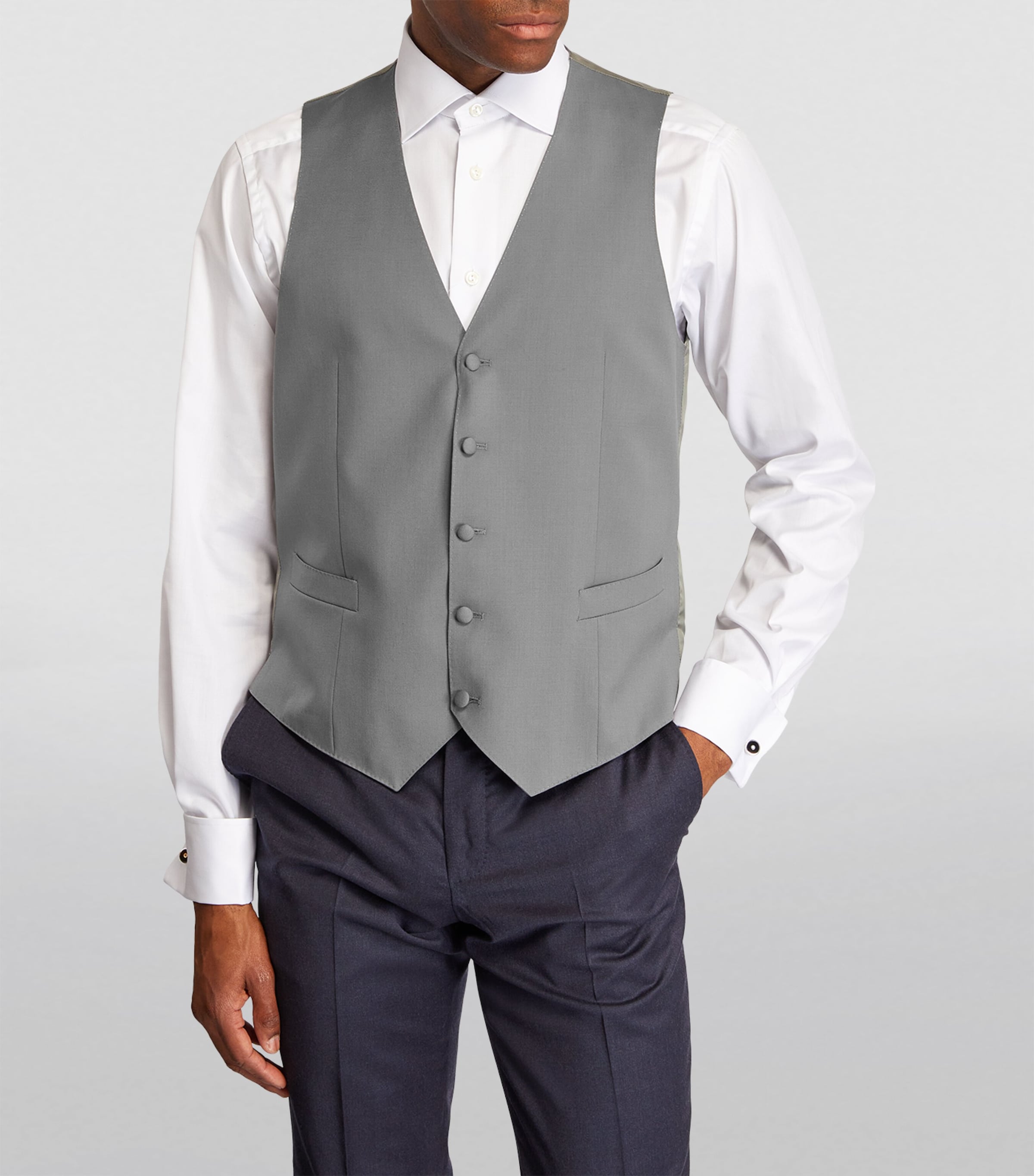 Canali Mens Morning Suit Waistcoat Blue Image 3