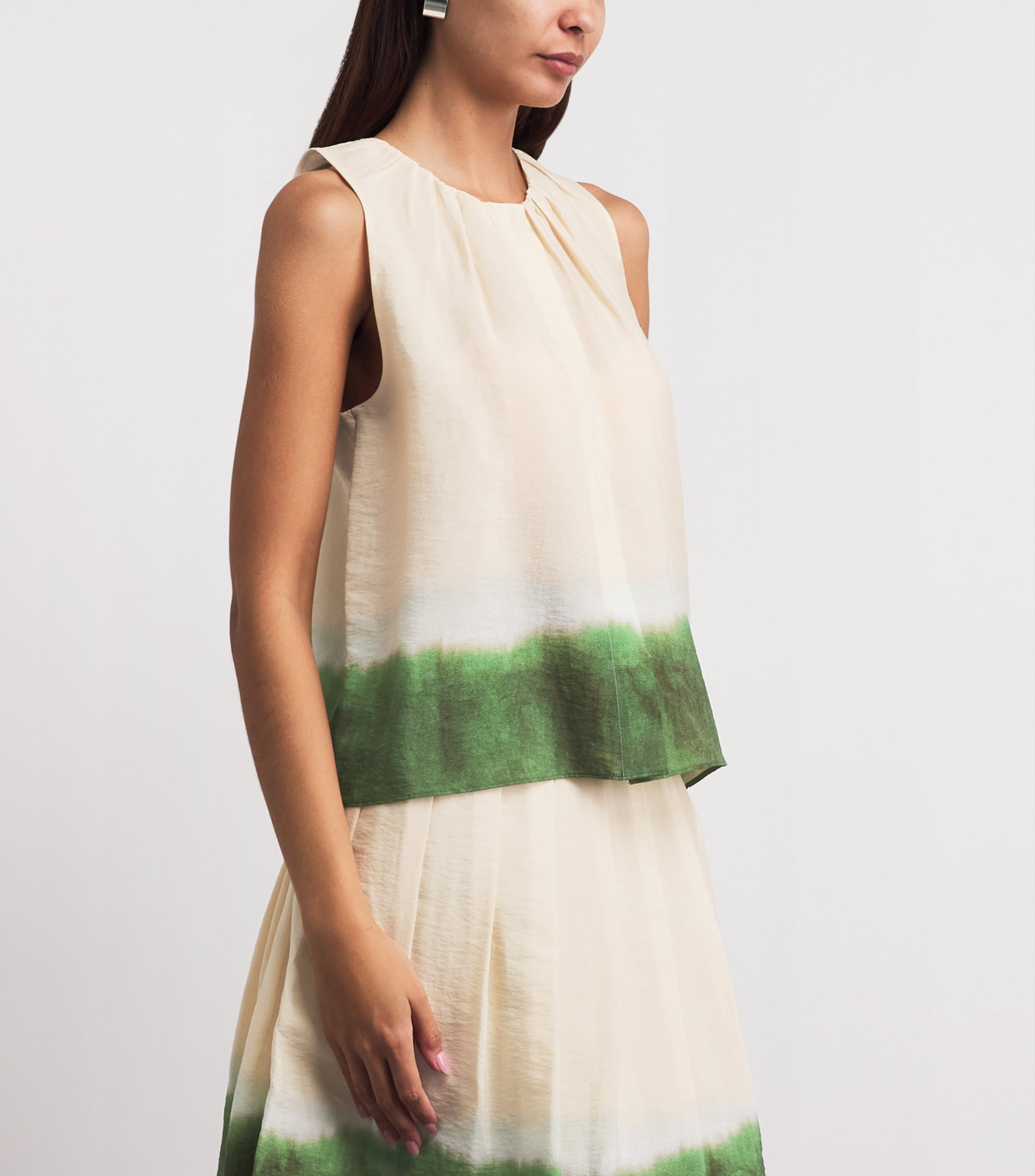 Vince Womens Sleeveless Dip Dye Blouse Prclain/herba Image 3