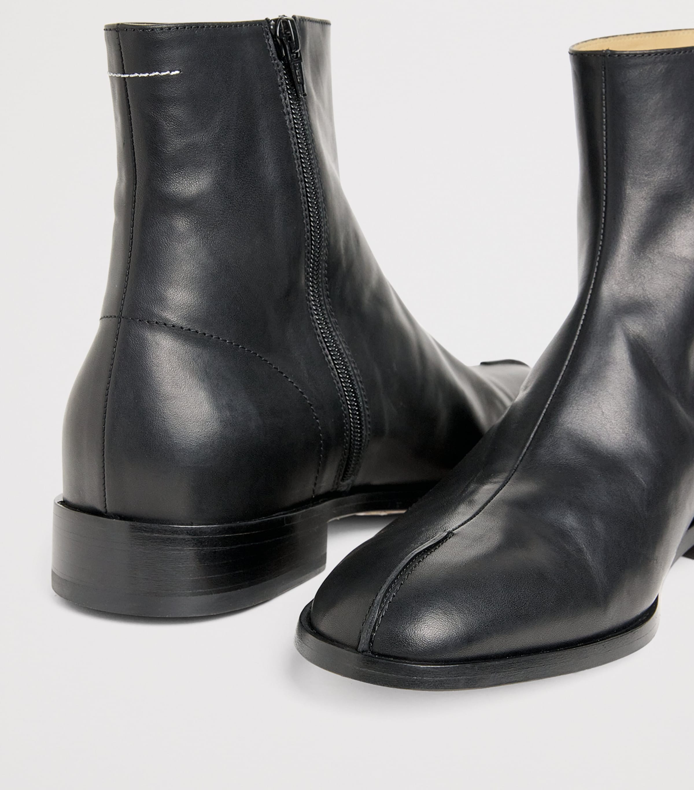 MM6 Maison Margiela Black Leather Ankle Boots | Harrods US