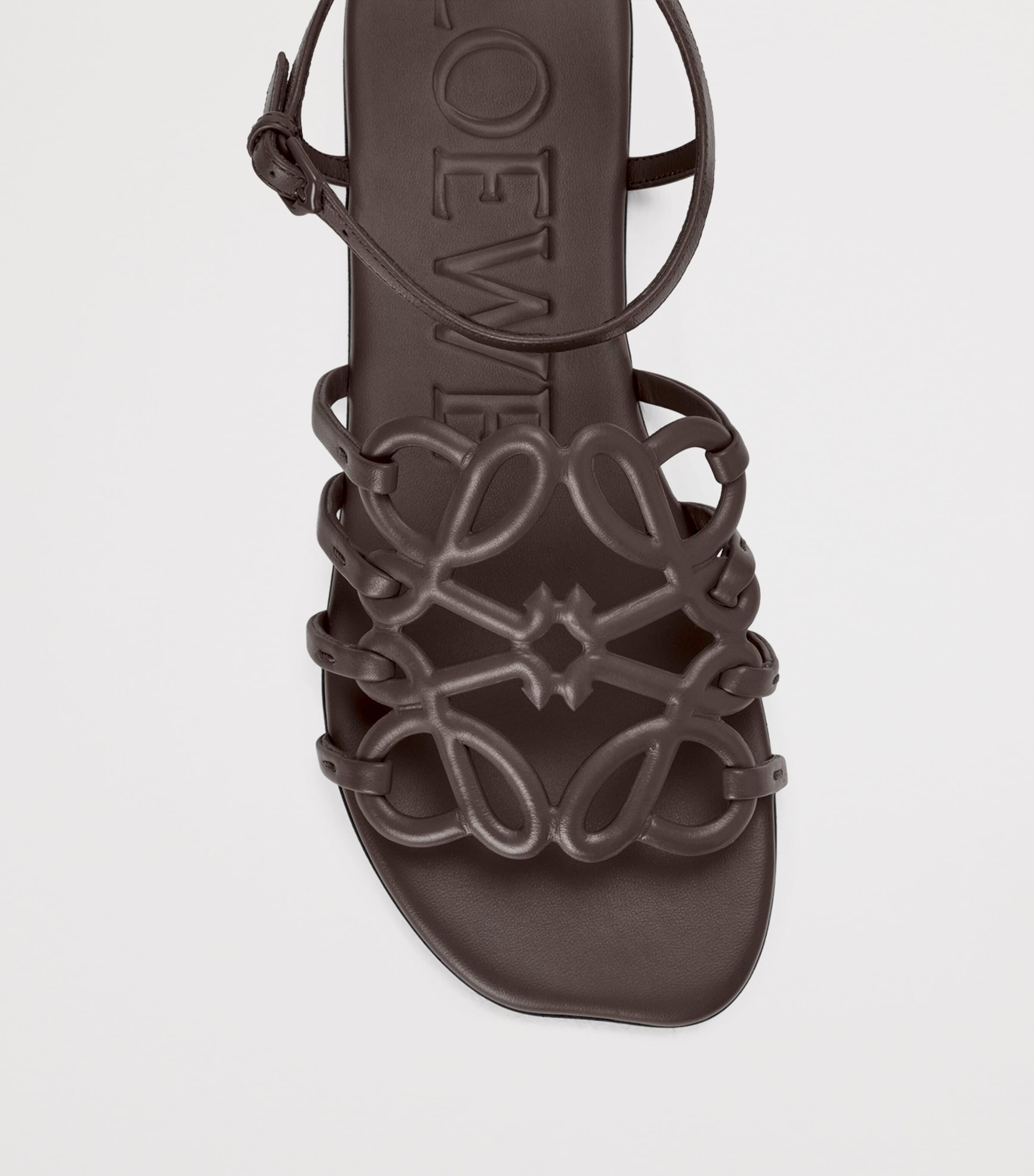 LOEWE x Paula's Ibiza Leather Petal Anagram Sandals Dark Brown Image 4