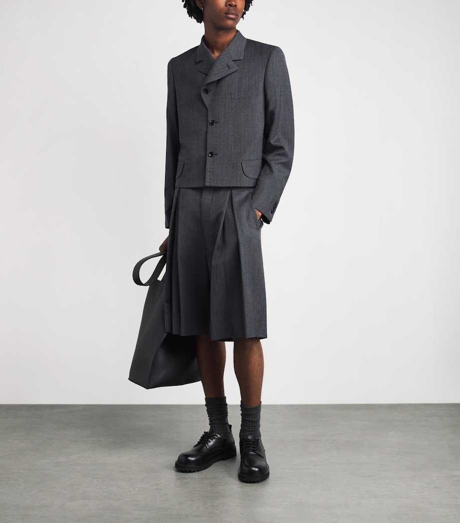 Comme Des Garçons Homme Plus Mens Wool-Blend Short Blazer Gray Image 2