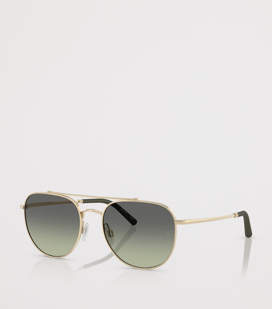 Oliver Peoples x Roger Federer Metal R-10 Pilot Sunglasses Gold Image 2