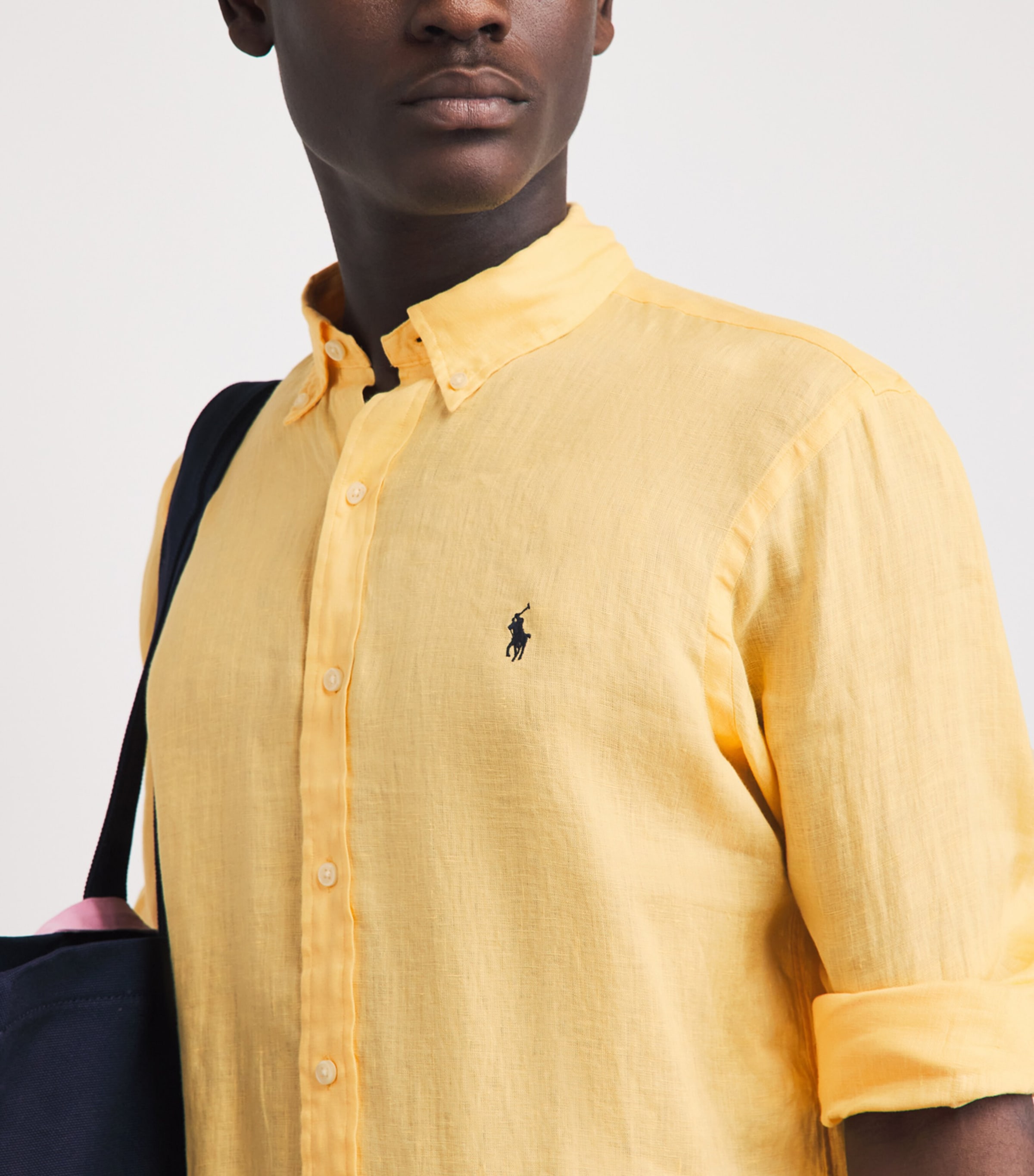 Polo Ralph Lauren Mens Linen Custom-Fit Shirt Corn Yellow Image 3