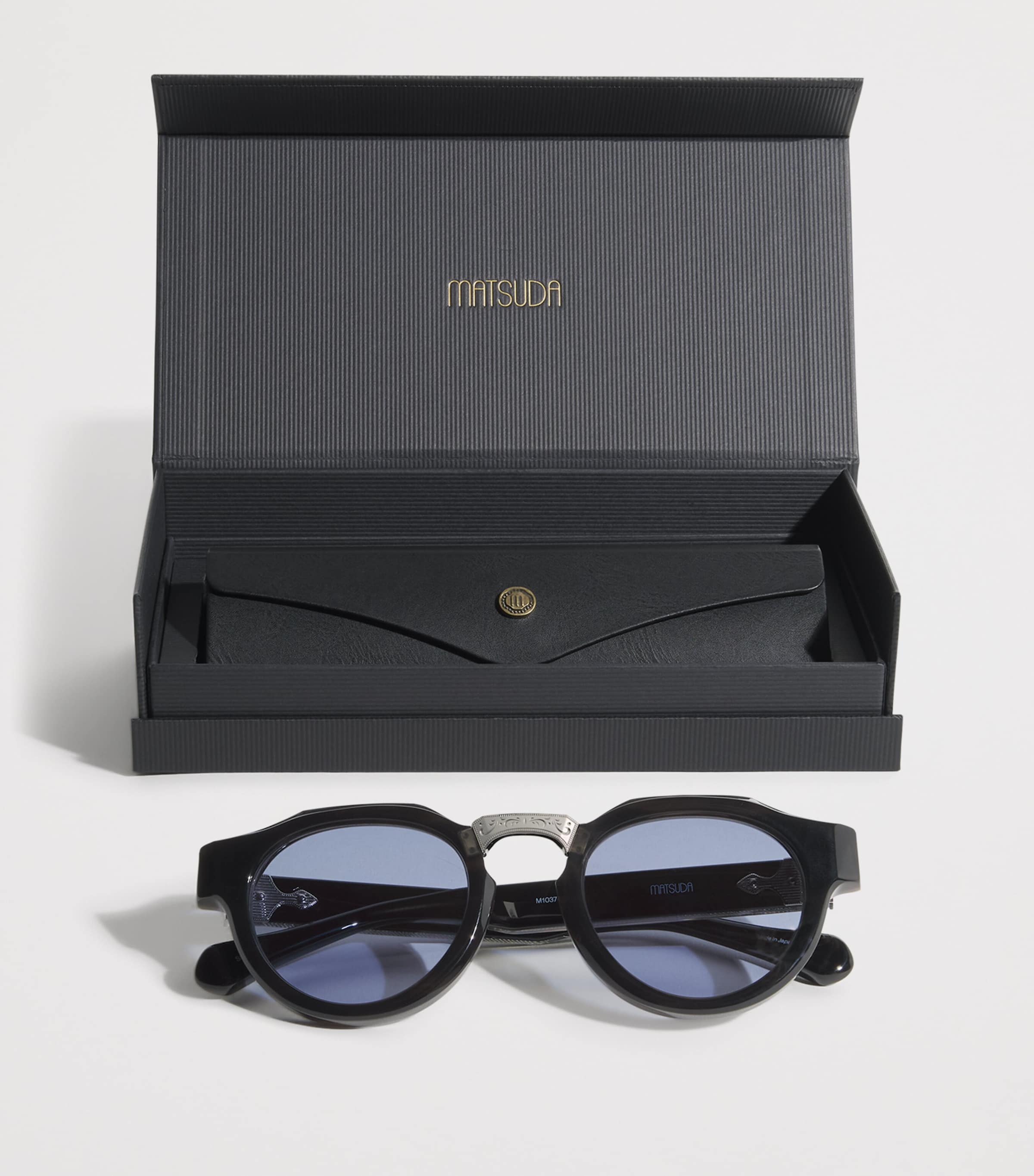 Matsuda M1037 Round Sunglasses Smoke Gry Cobalt Blu Image 4