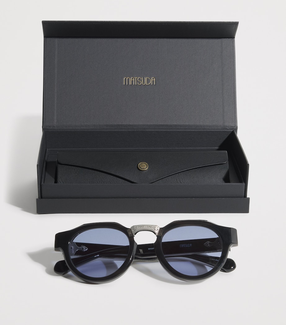 Matsuda M1037 Round Sunglasses Smoke Gry Cobalt Blu Image 4