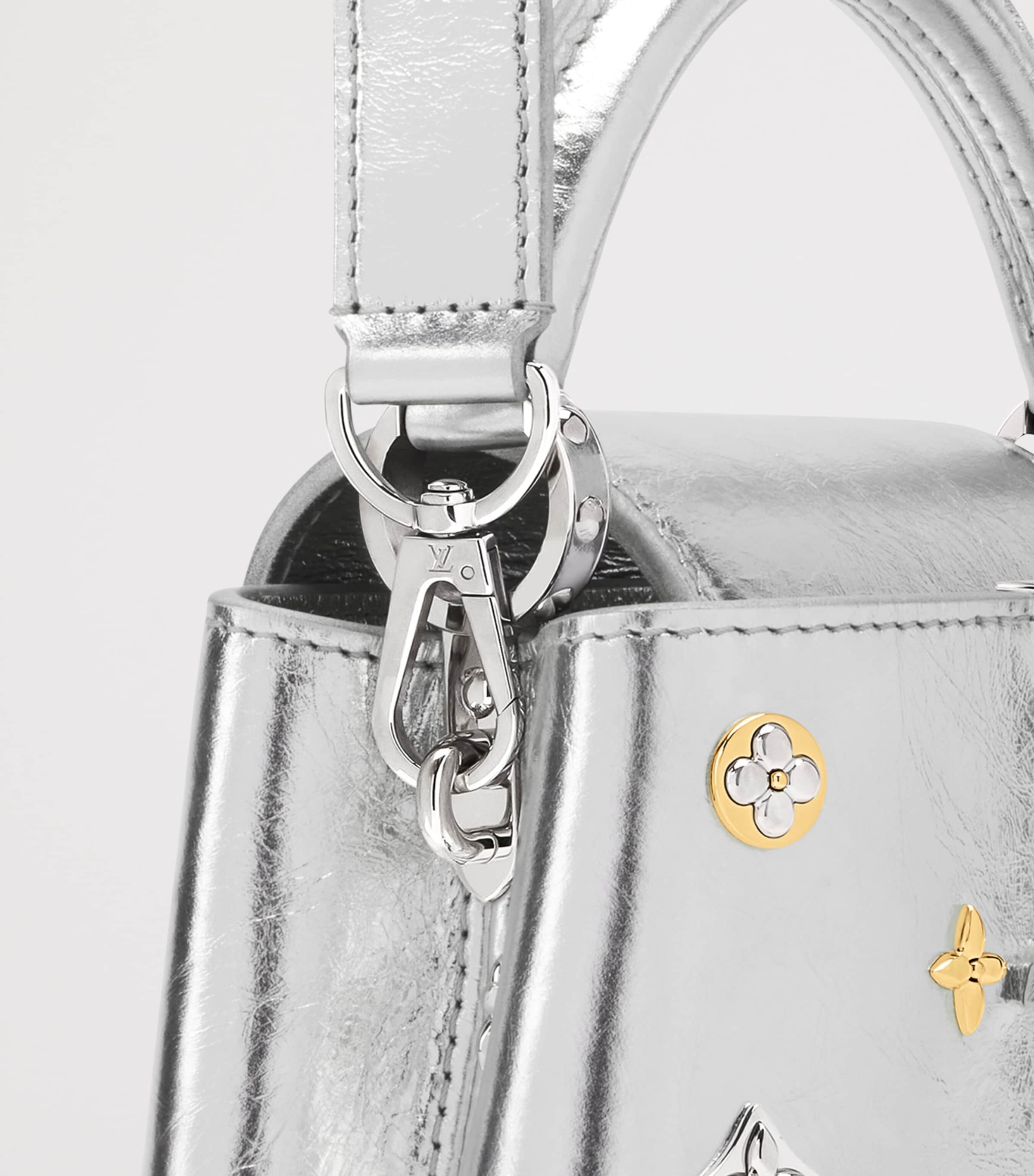 Mini Leather Capucines Top-Handle Bag SILVER Image 7