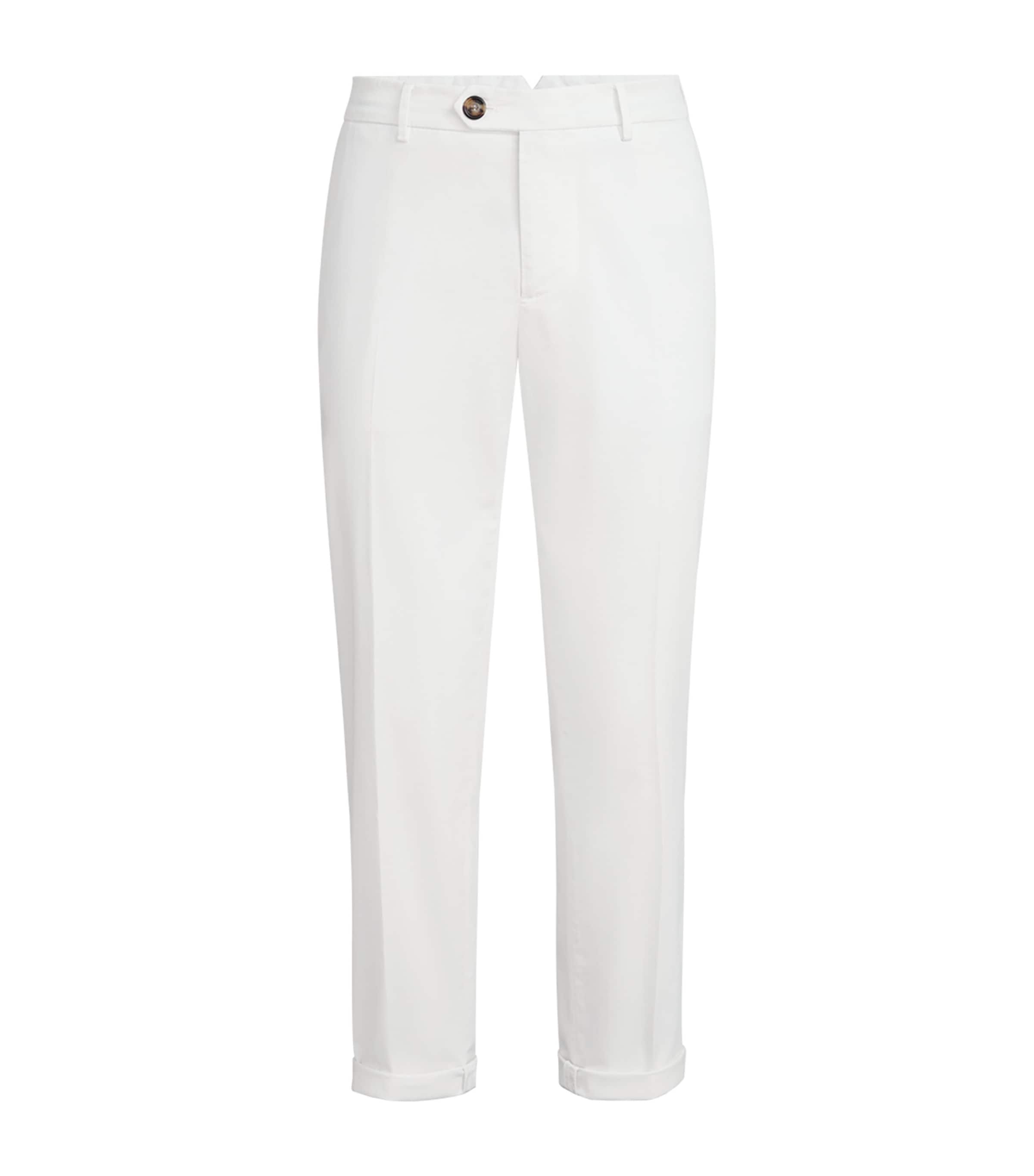 Brunello Cucinelli Mens Garment-Dyed Cotton Gabardine Trousers Image 1